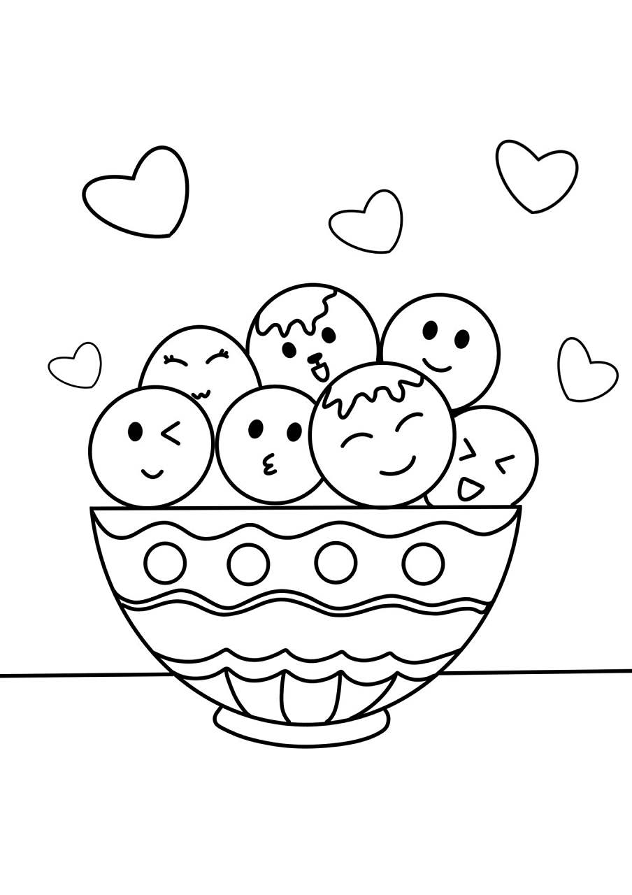 元宵节 吃汤圆 创意画 儿童画 简笔画带线稿