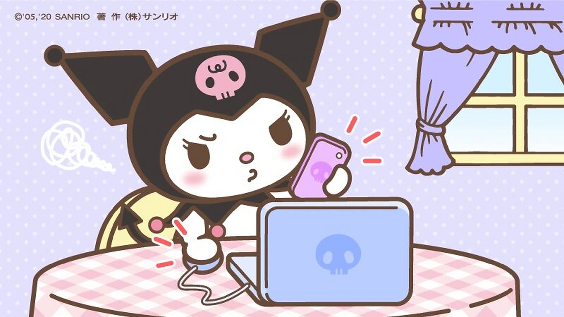 三丽鸥|库洛米|壁纸头像大放送 小恶魔库洛米来了 额头上的骷髅跟表情