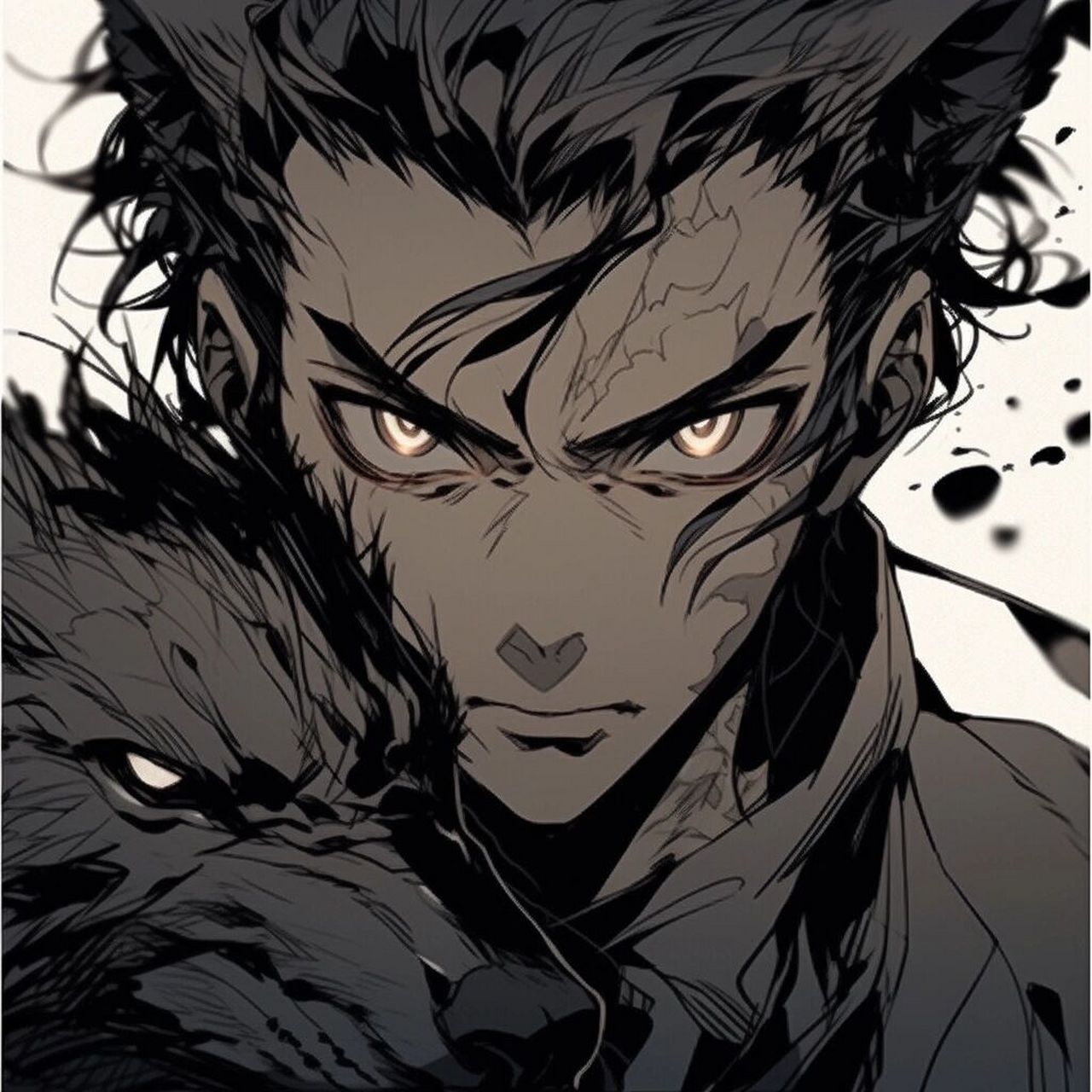 狼与少年,水墨风头像 这一期狼与少年变成水墨风风格,希望打造的是