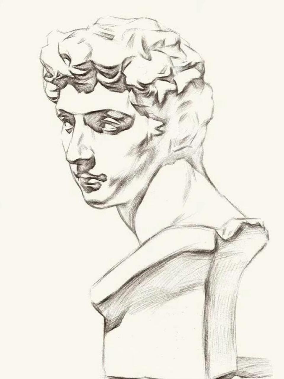 小卫石膏像素描步骤 1.