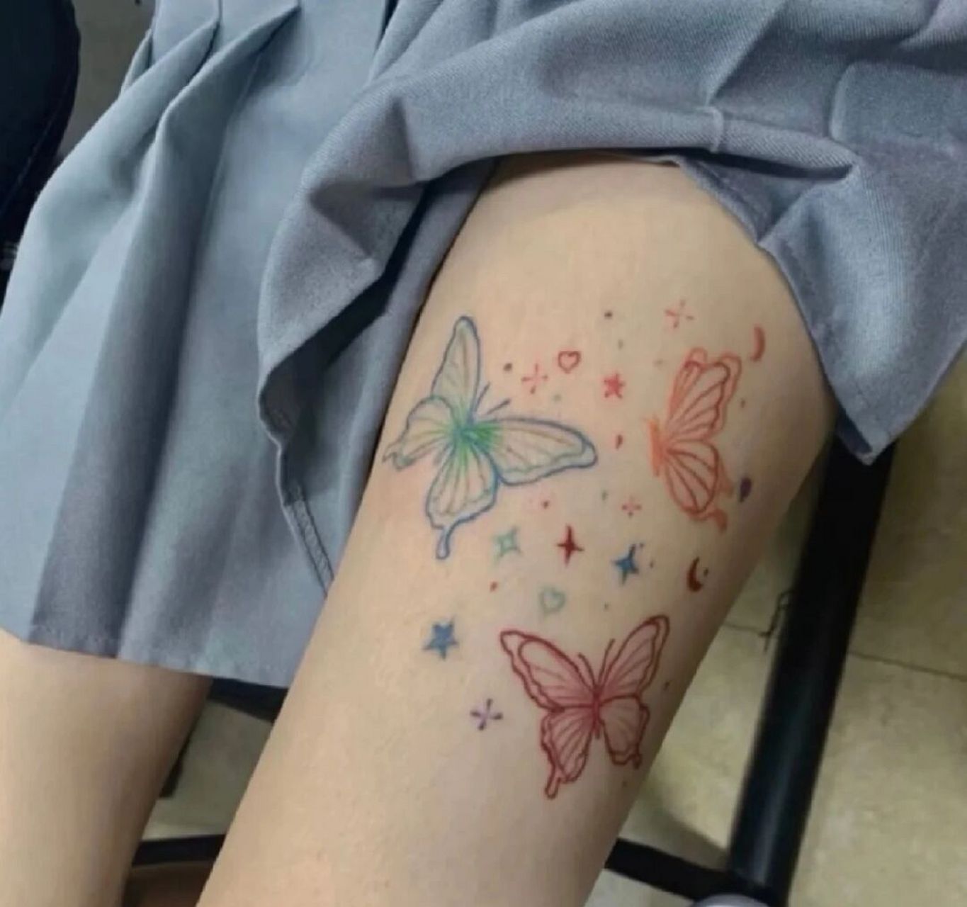 蝴蝶03纹身图案,超仙超美 喜欢蝴蝶的美女不要错过了 可纹大腿,小腿