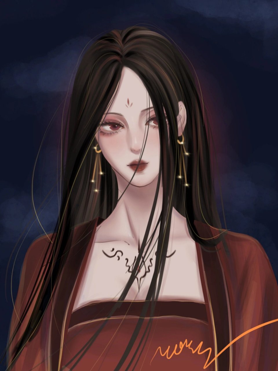 procreate手绘 | 天官赐福——宣姬 第一次画如此凄美的古风人物,还行