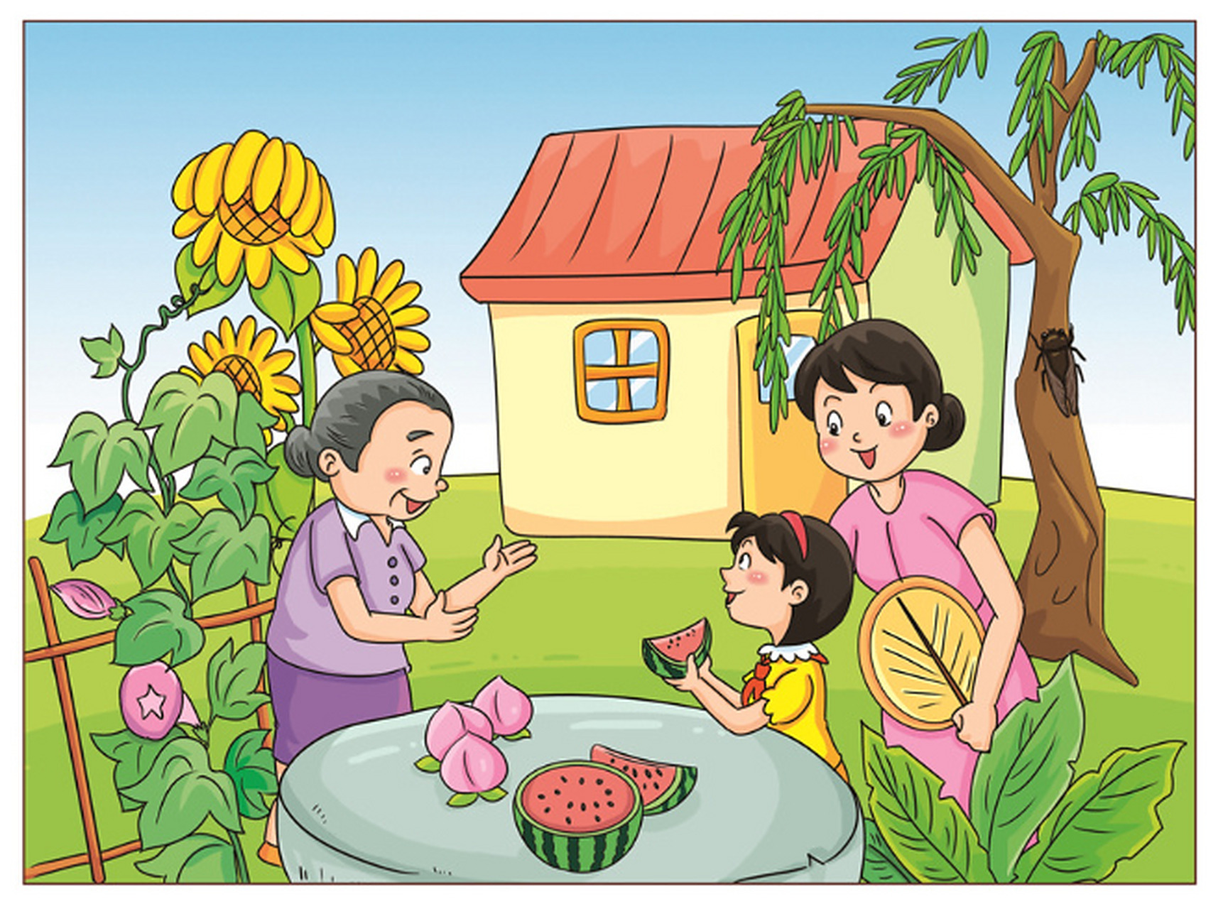 二年级语文‖看图写话‖《吃西瓜》