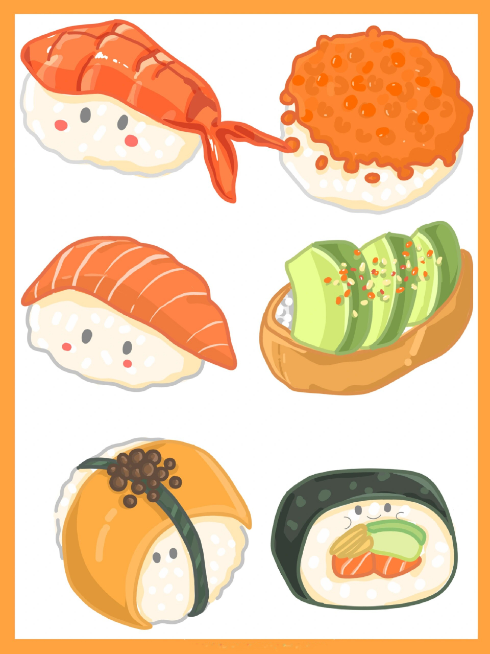 寿司简笔画|美食简笔画 一想到寿司就流口水 每次出去玩都会买点吃吃