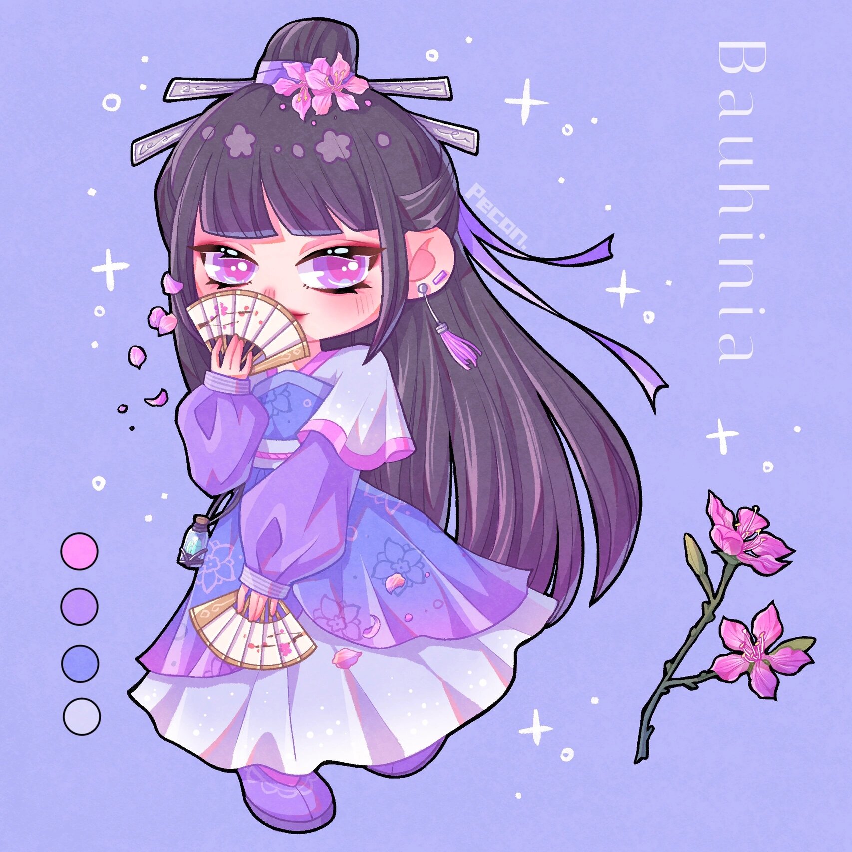 花朵拟人|q版|紫荆花