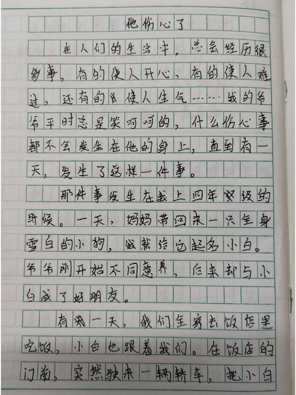 他伤心了500字作文优秀图片