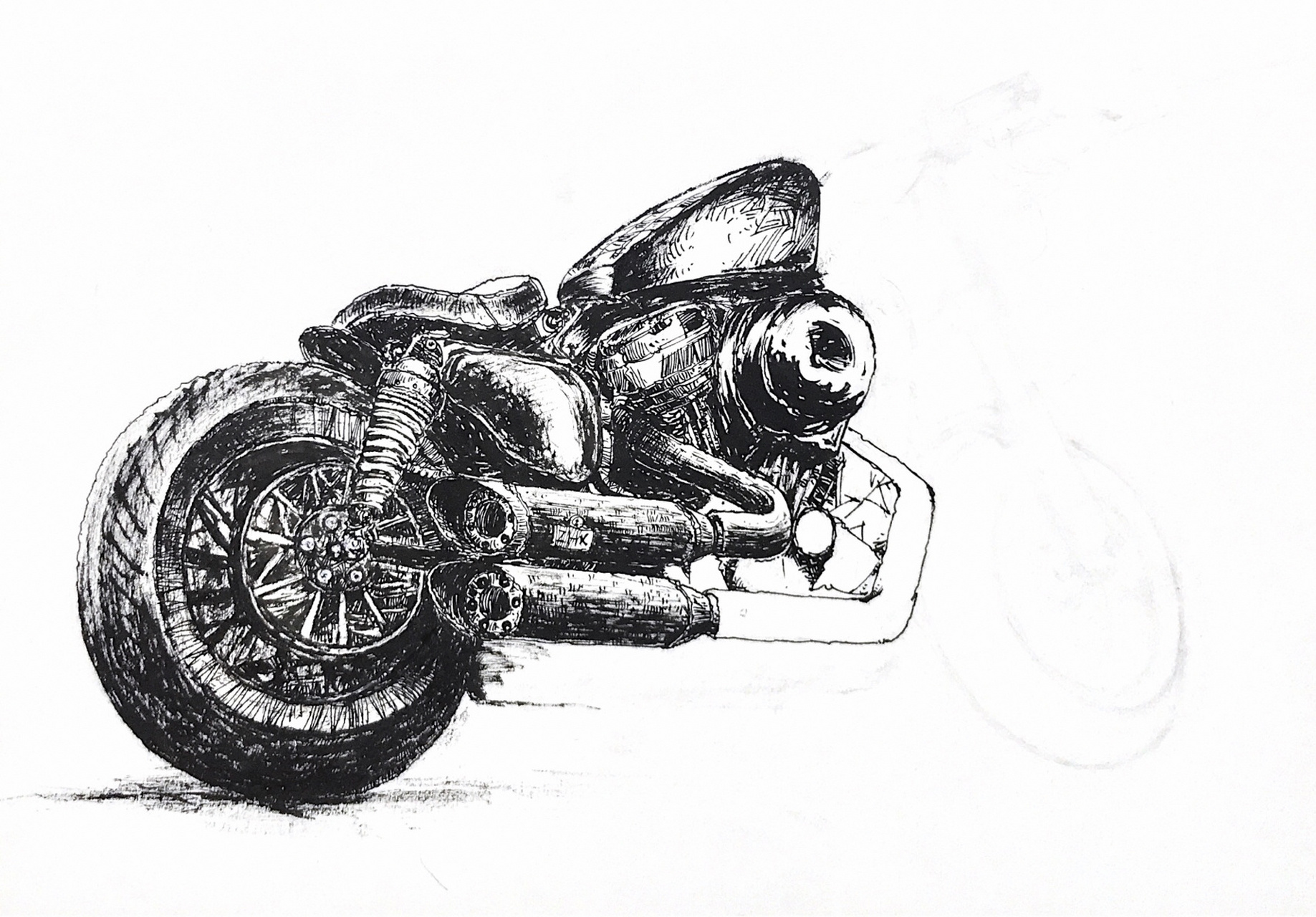 机车 | 钢笔速写 | 含步骤讲解76150429 ●这张图有点复杂,想起了