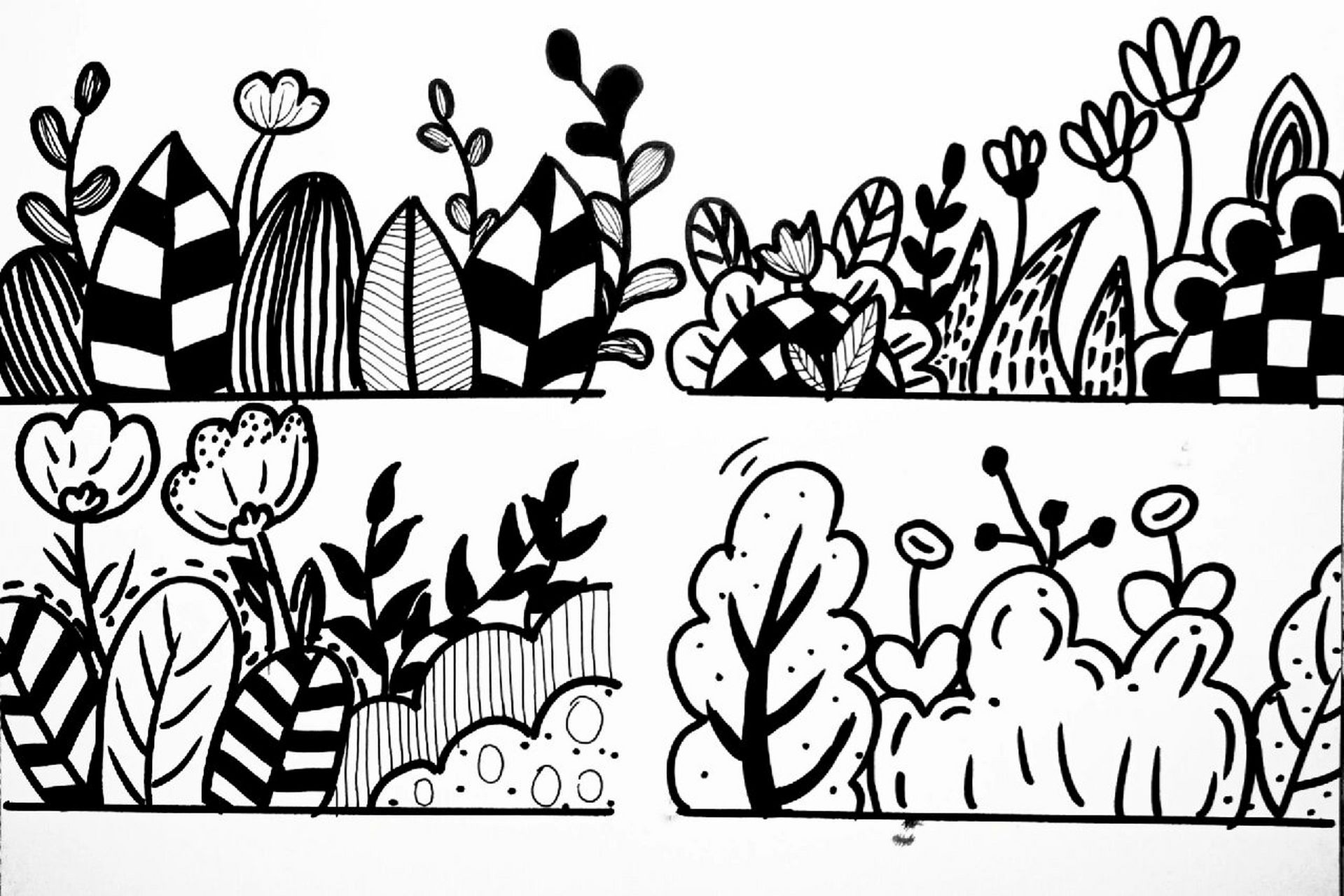 diy1 | 儿童画常用万能植物素材 植物线描画临摹练习 控笔