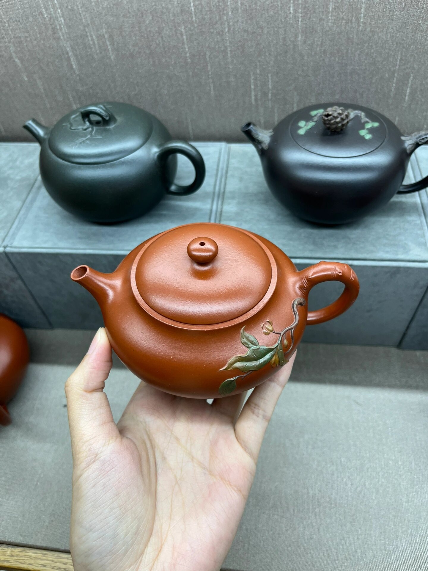 宜兴紫砂壶夏淑君作品 宜兴紫砂壶龙德堂与夏淑君合作款,十二月树语