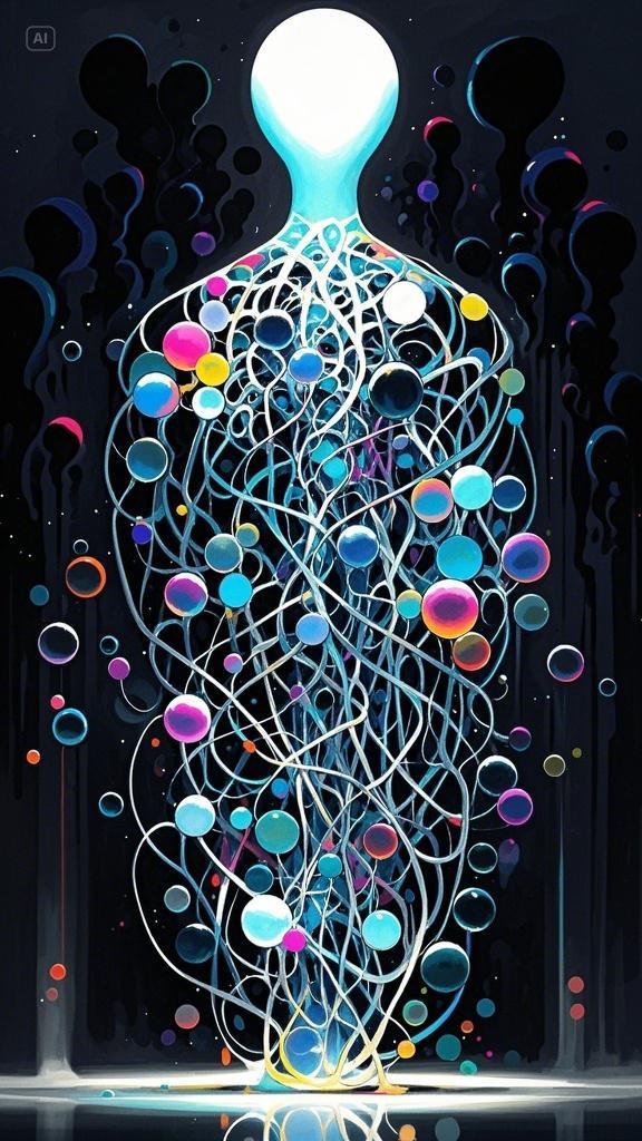 意识流,大写意,绘画图灵体,思维产生的灵感意识体,无形无脸,朦胧的