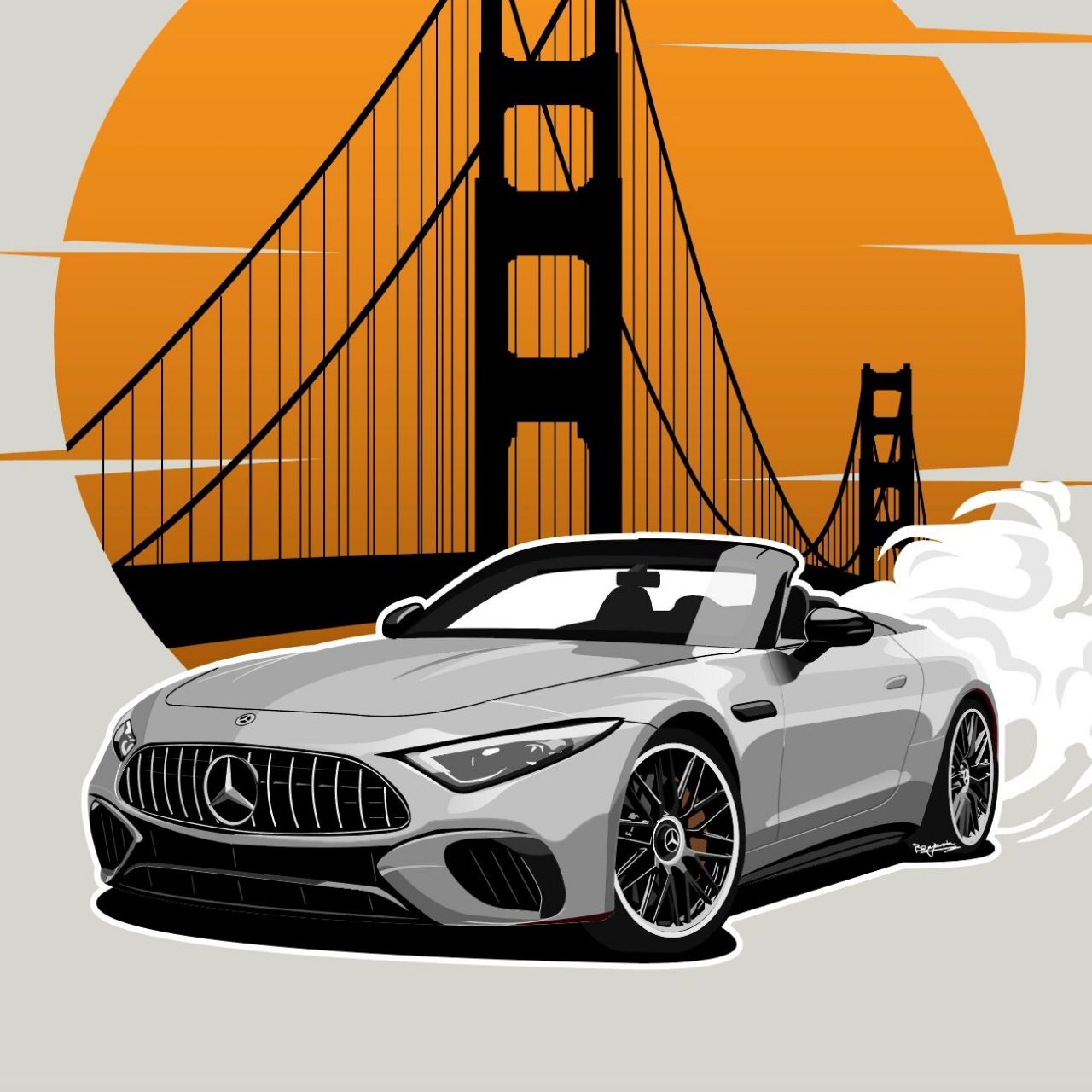 原创手绘汽车壁纸 奔驰amg sl63敞篷跑车 壁纸→右滑到底