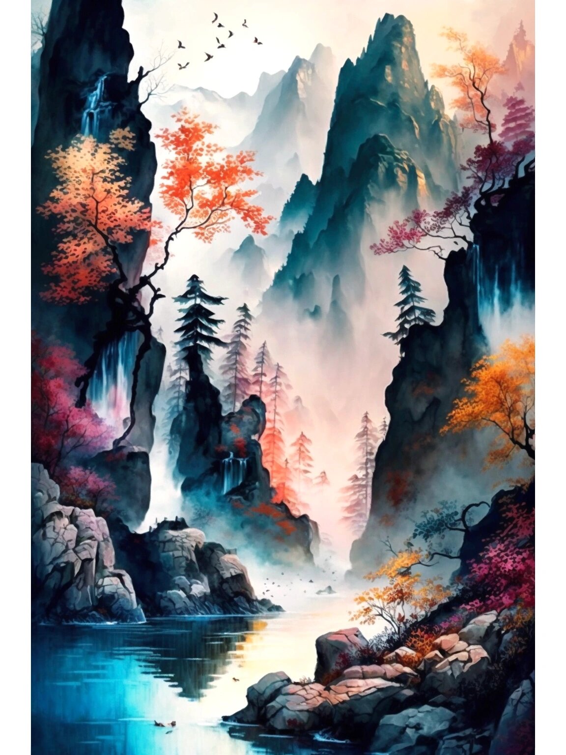 中国山水水彩画