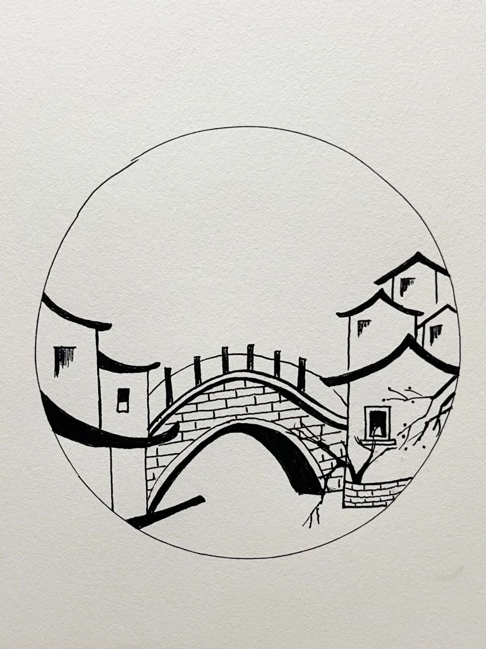 针管笔手绘19|江南水乡 小桥流水 美不胜收 有一个超简单的小画儿