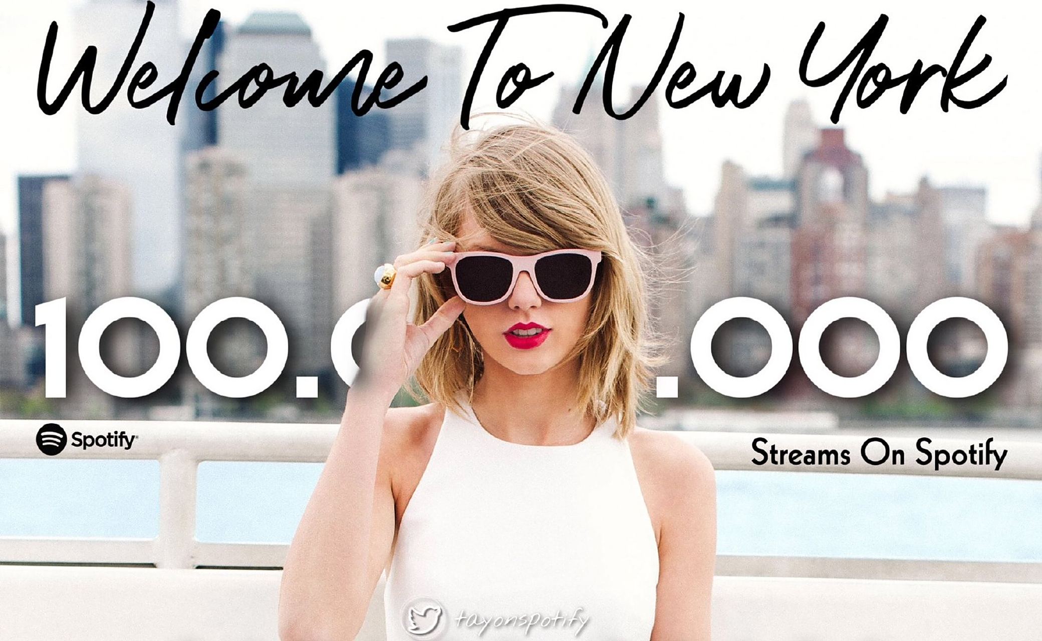 霉霉taylor swift单曲《welcome to new york》在流媒体spotify平台上