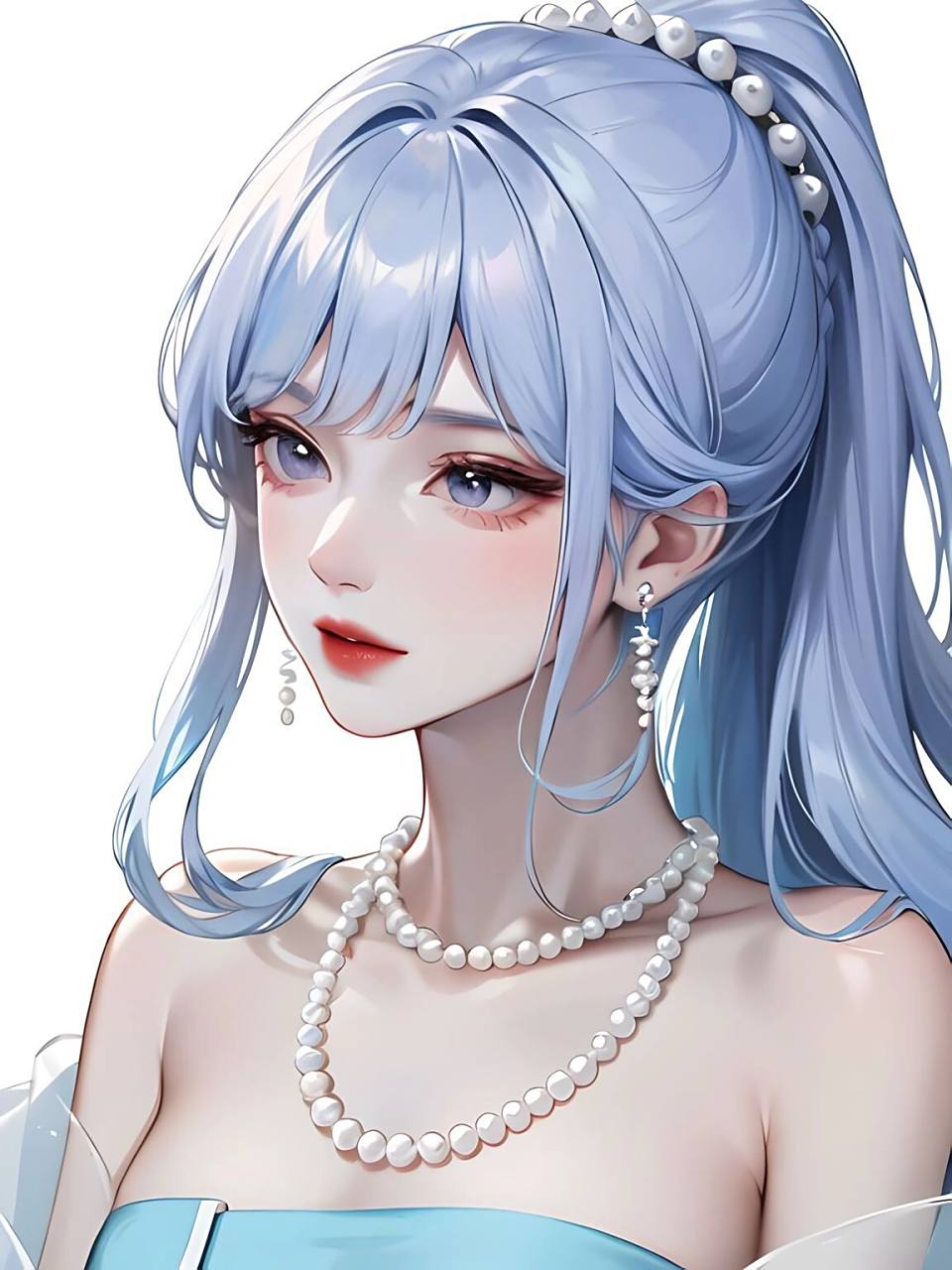 戴珍珠耳环的蓝发少女|女生头像 珍珠绝绝子,新手入坑,如果你也喜欢