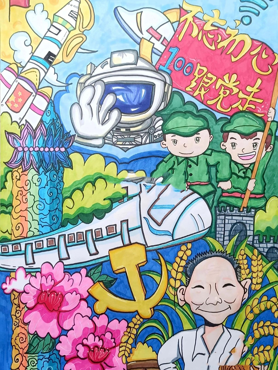 建党一百周年,红色文化主题绘画 学习党史绘画 红色文化主题绘画 建党