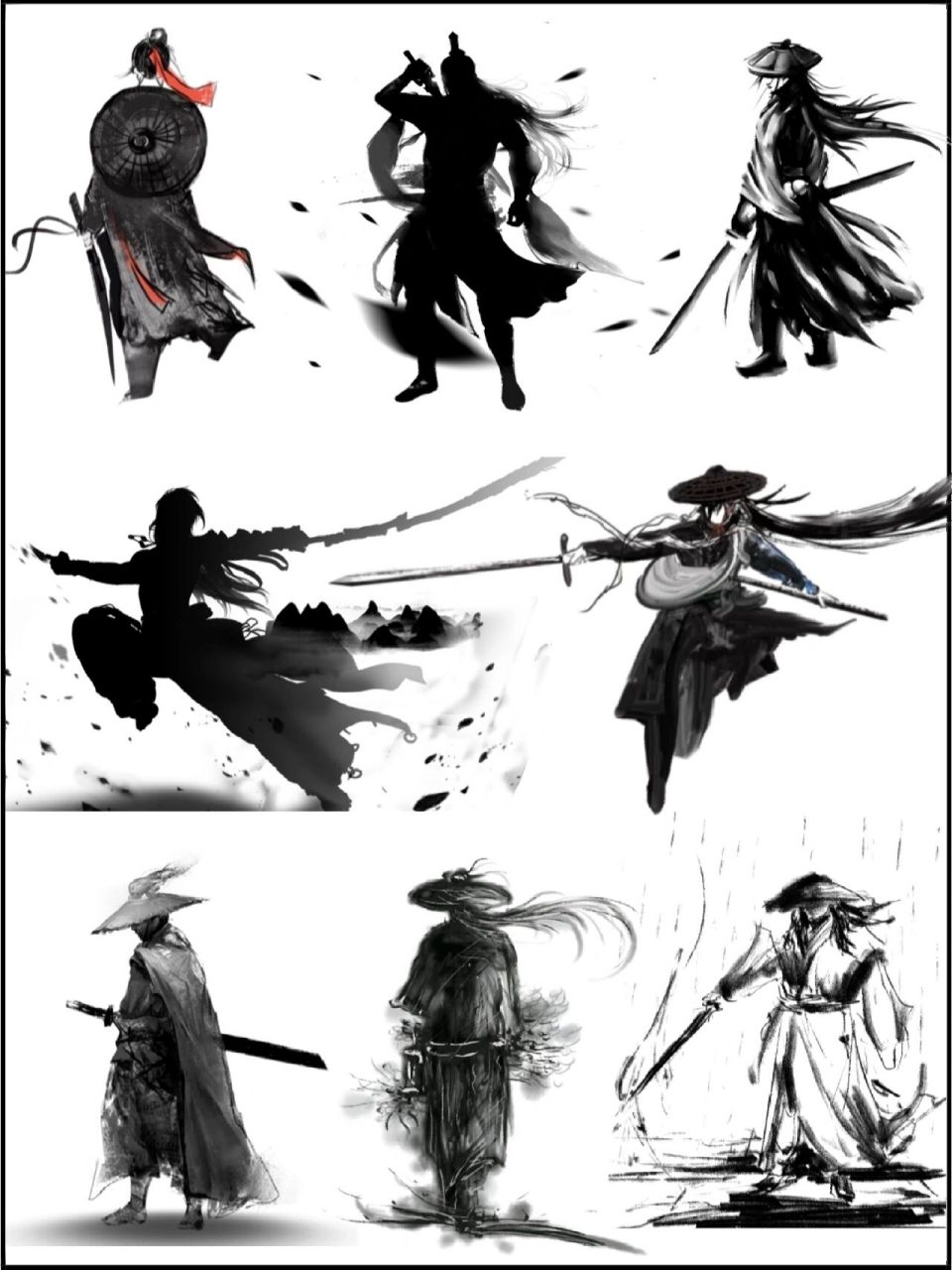 素材分享|中国风古风江湖侠客水墨画素材 宝子们,大家好.