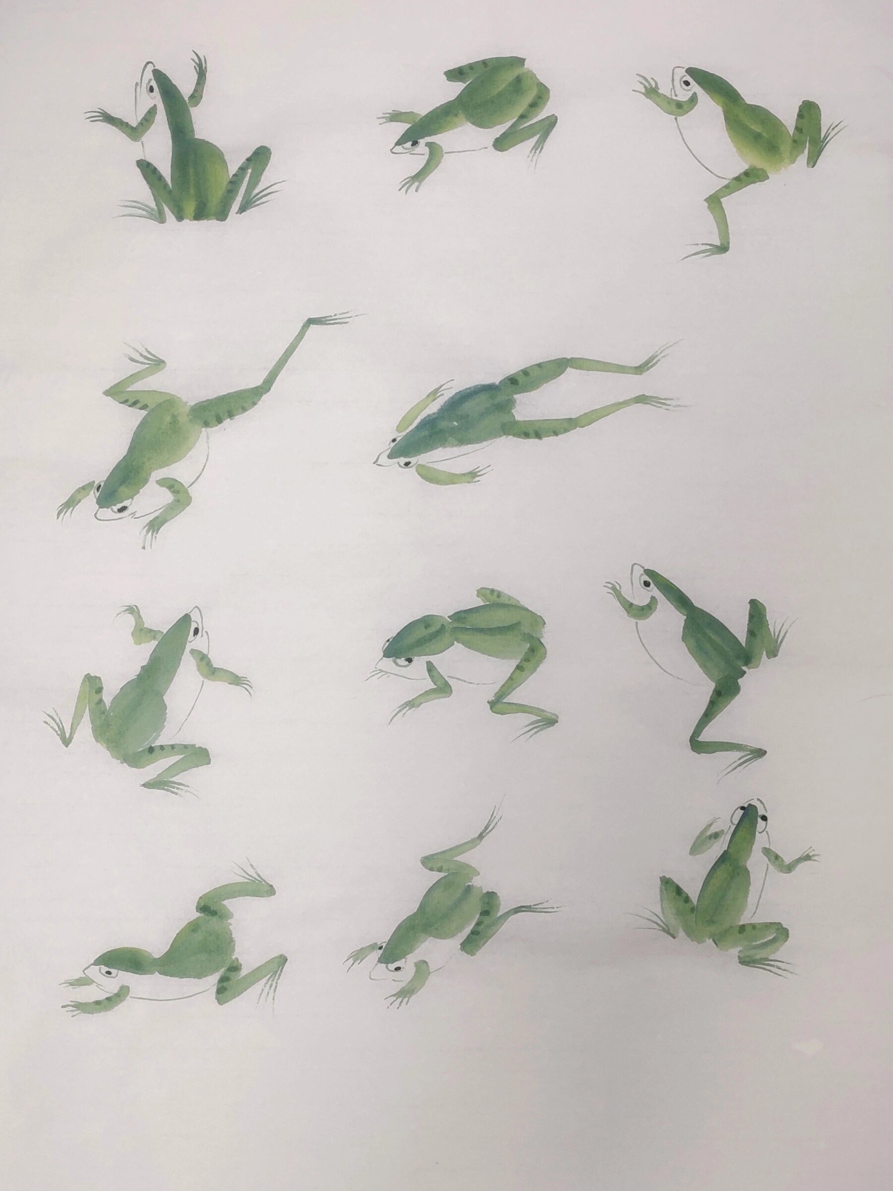 国画写意青蛙不同姿态画法