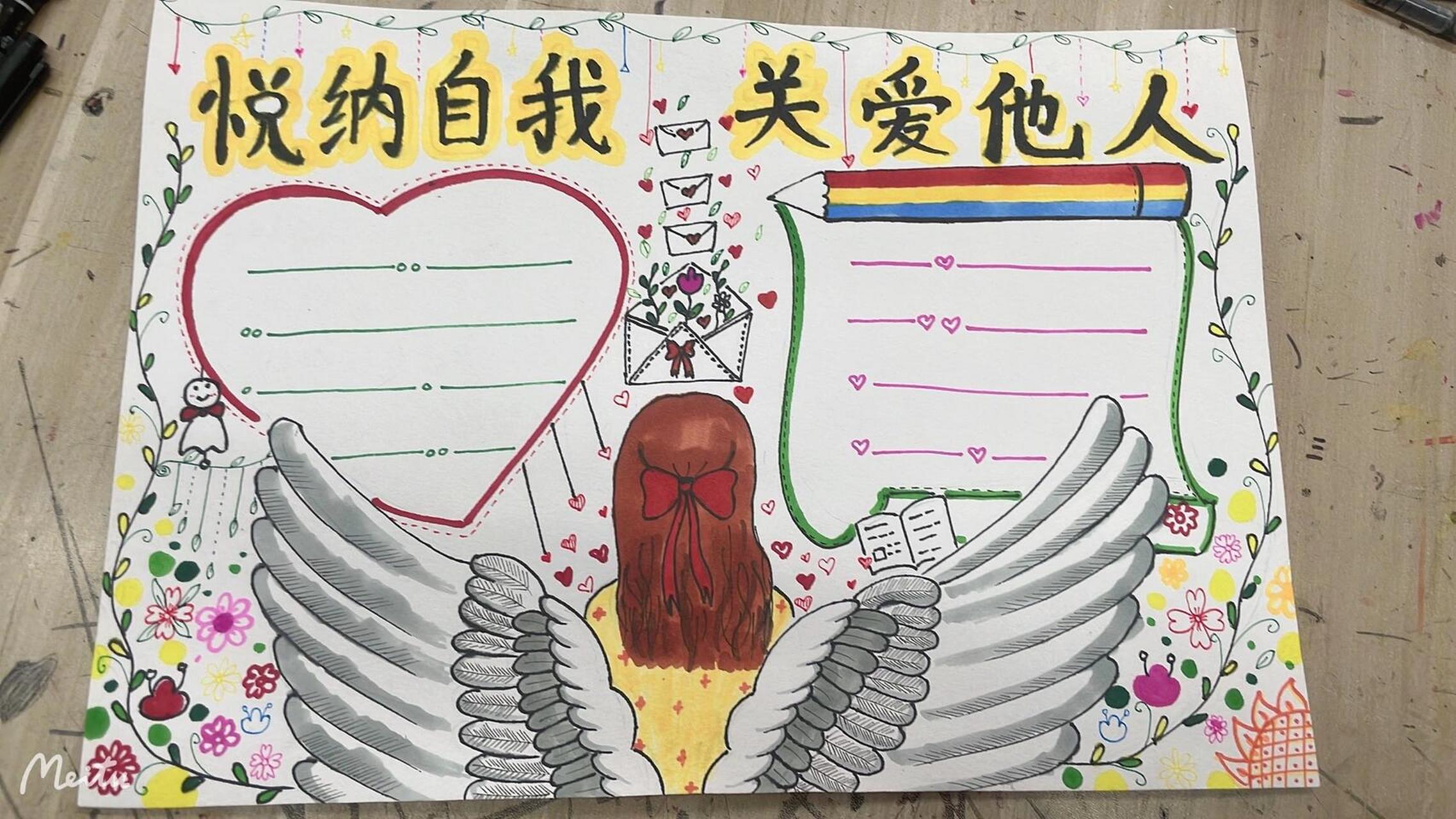 悦纳自我,关爱他人手抄报