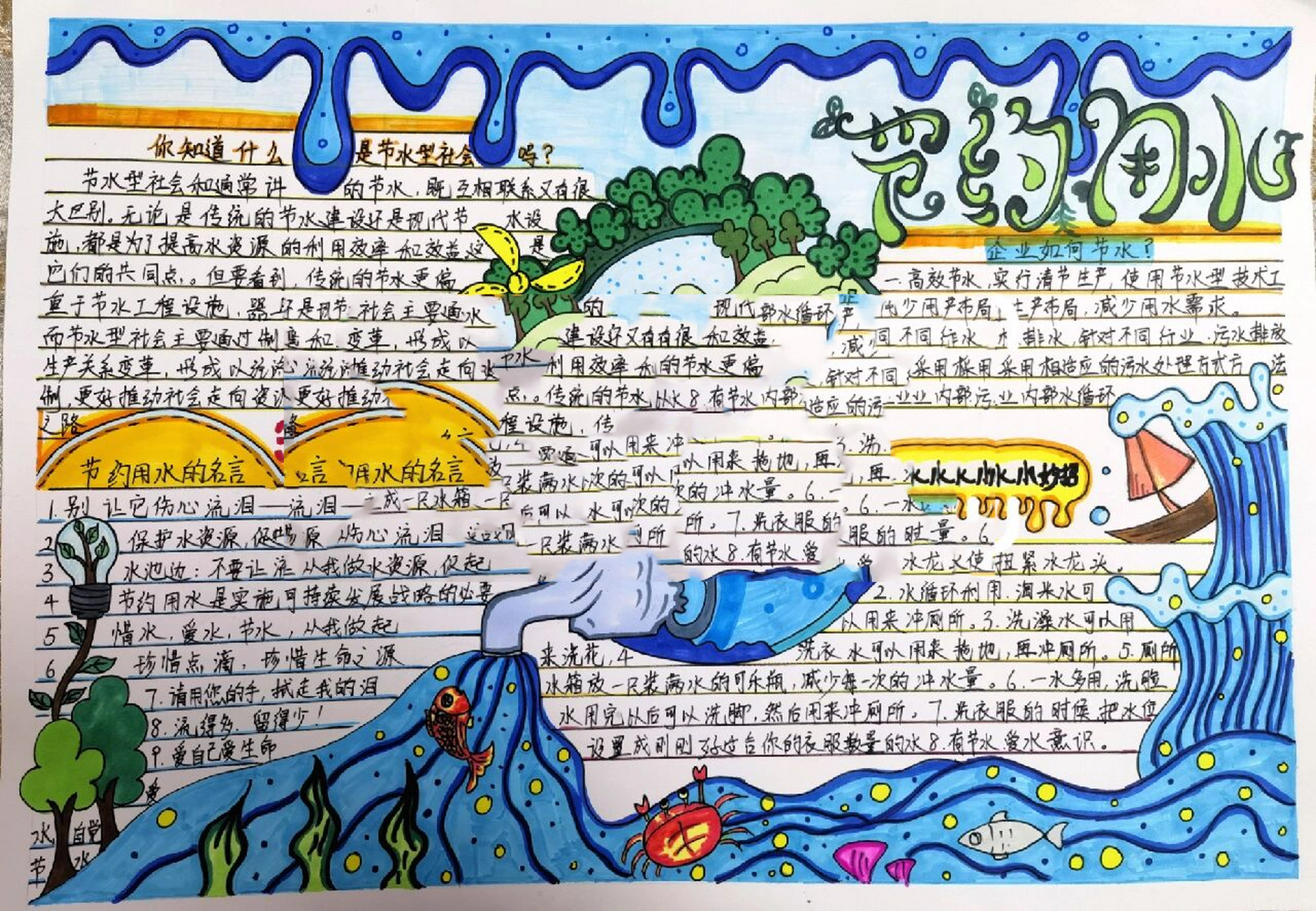 节约用水手抄报a3