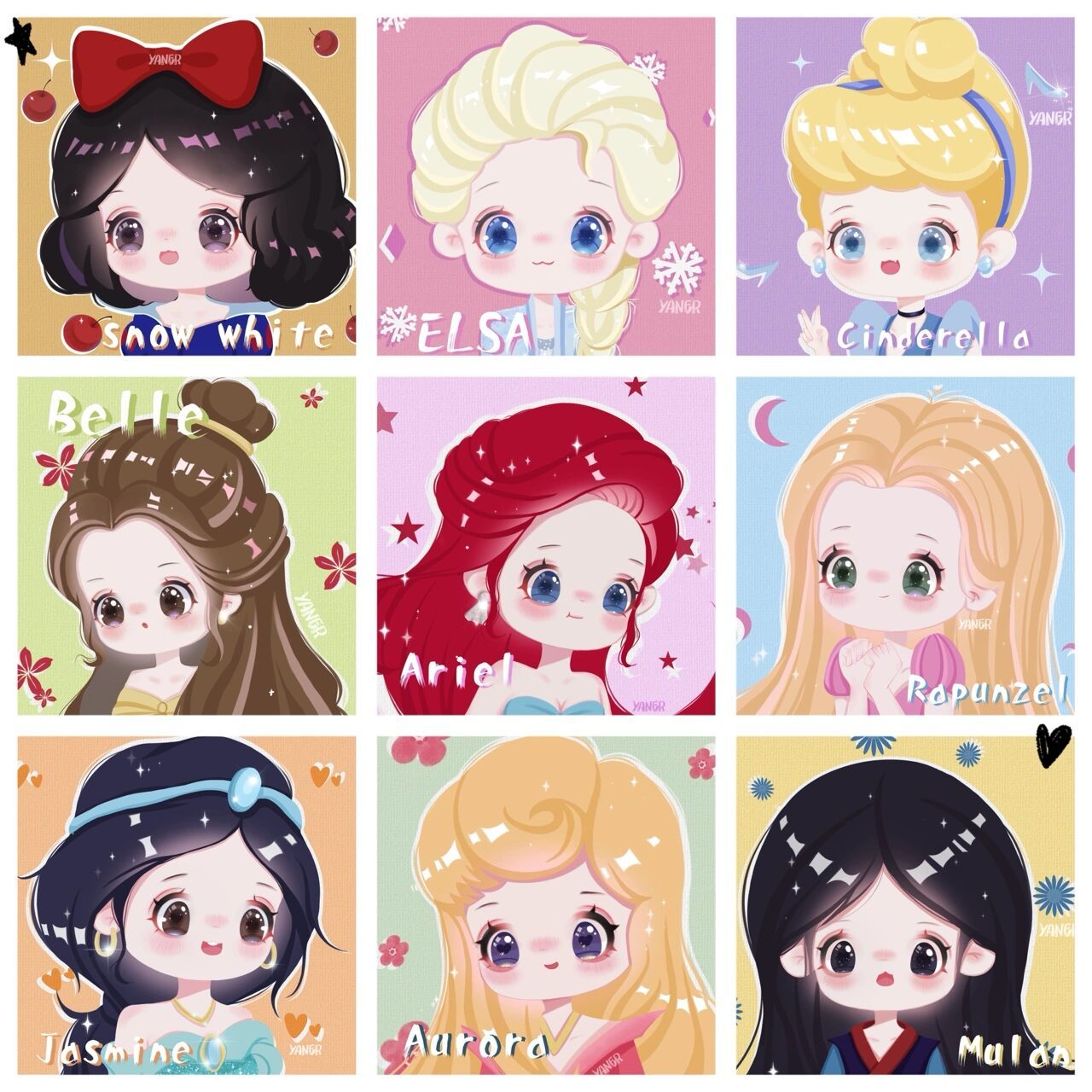 【迪士尼公主q版插画合集】|附原图 78每个女孩都有一个公主梦94