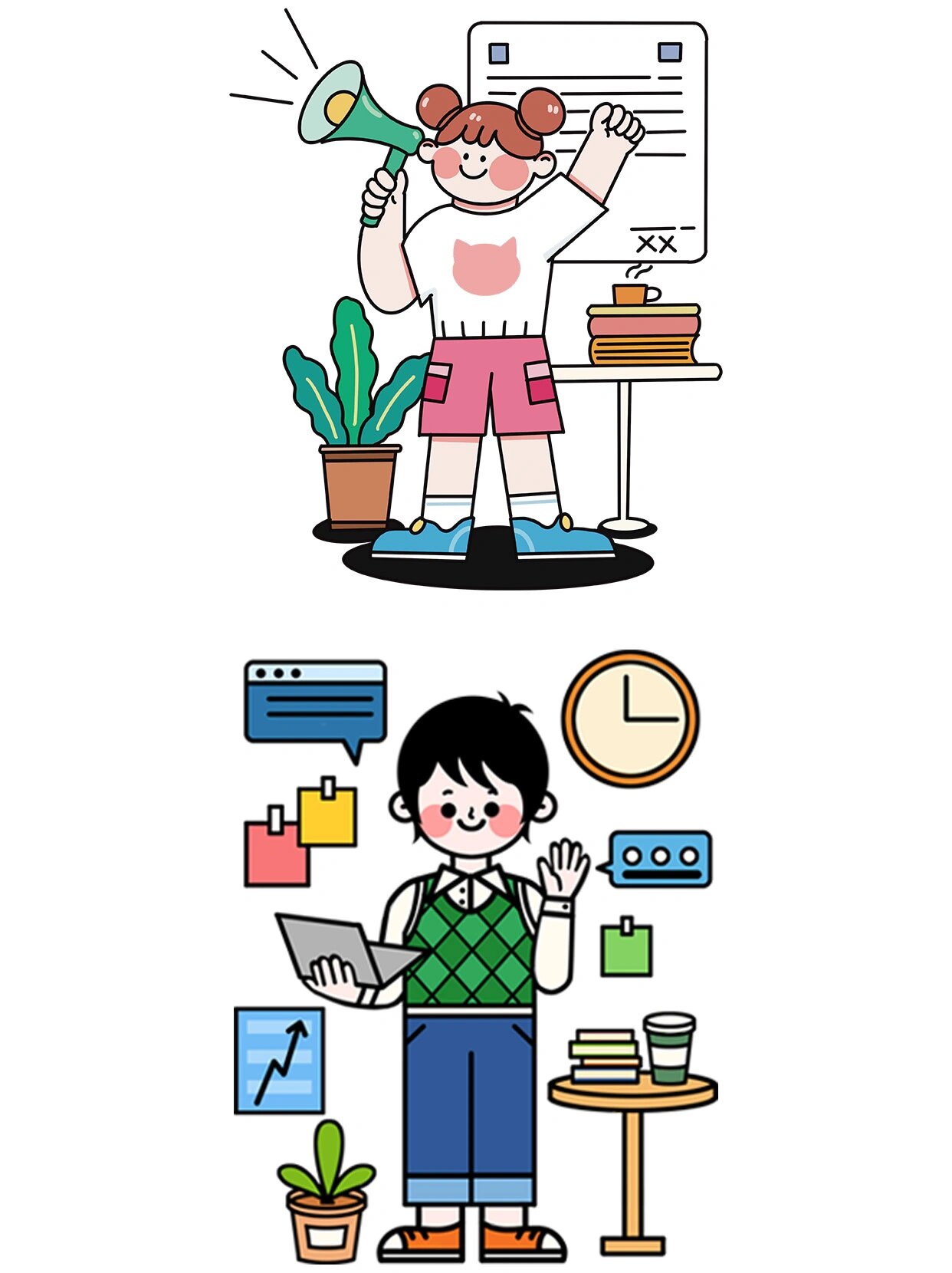 免抠素材💼卡通春招校招人物插画合集 每年的校季春招时间都定在3-5