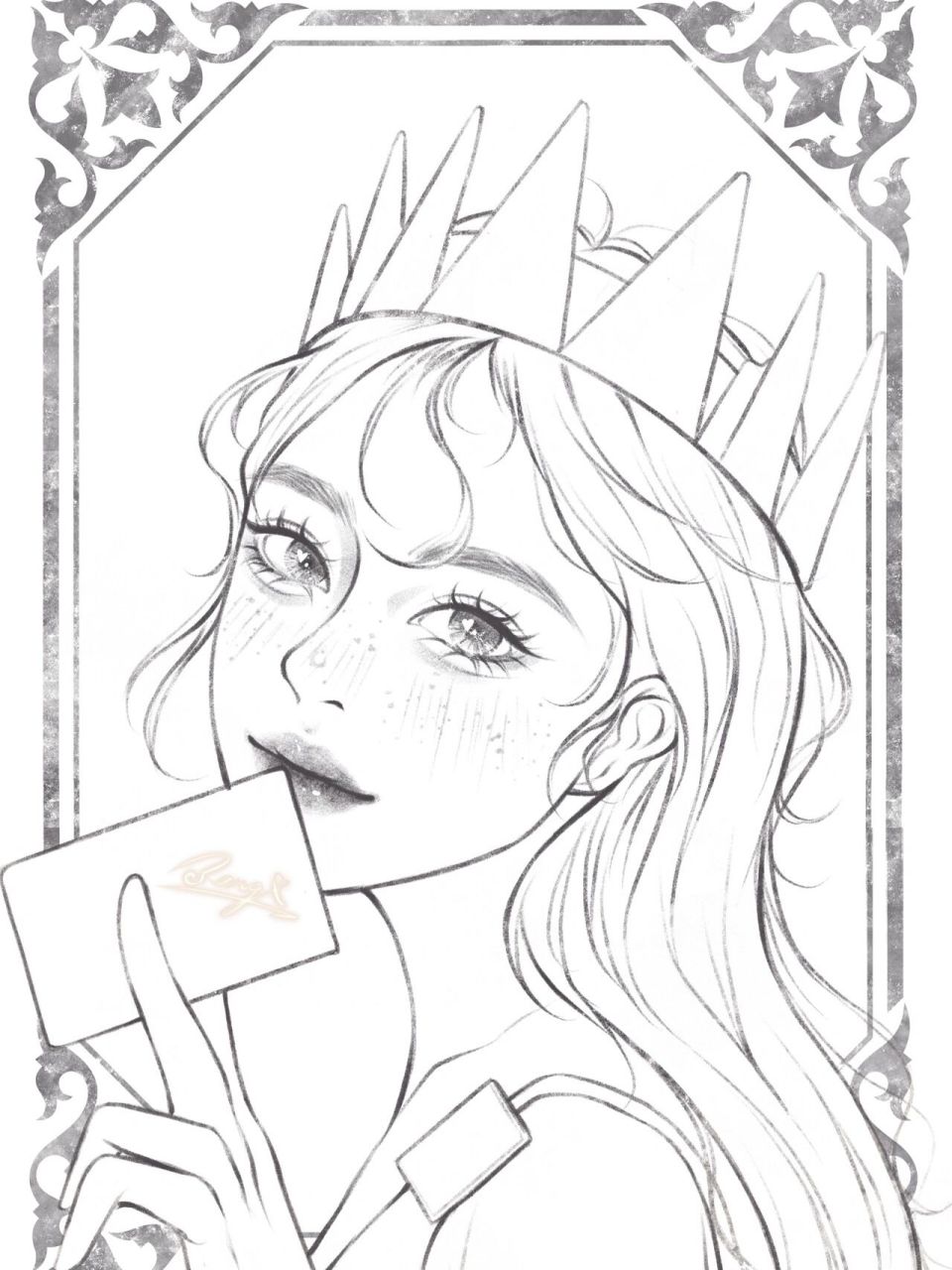 头像练习|7815扑克牌少女 这一次是好好画了线稿再上色的不偷懒