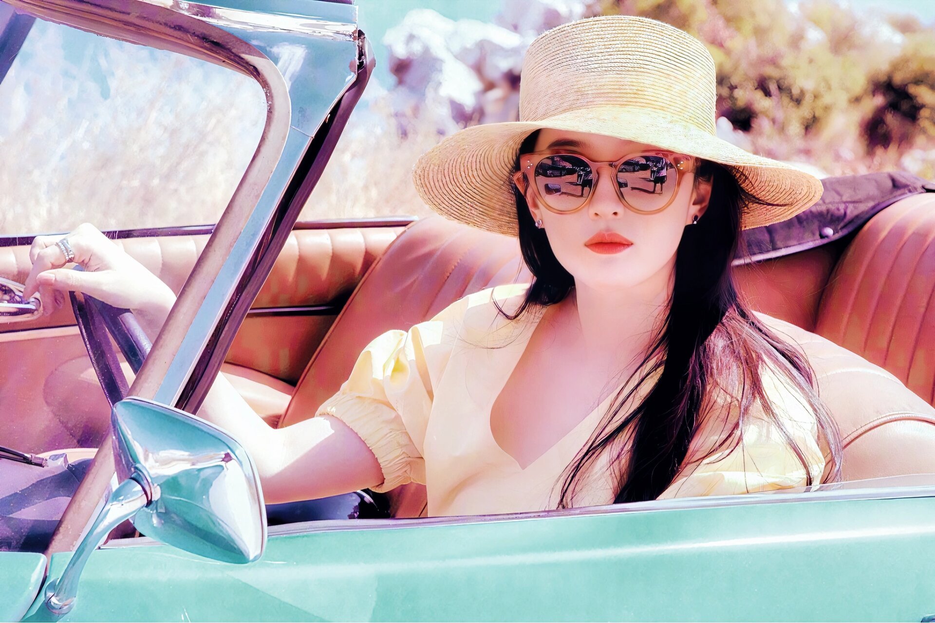 刘亦菲  Ⅰ  早期背景图 壁纸(2)茜茜公主 复古风 一袭黄色连衣裙搭配