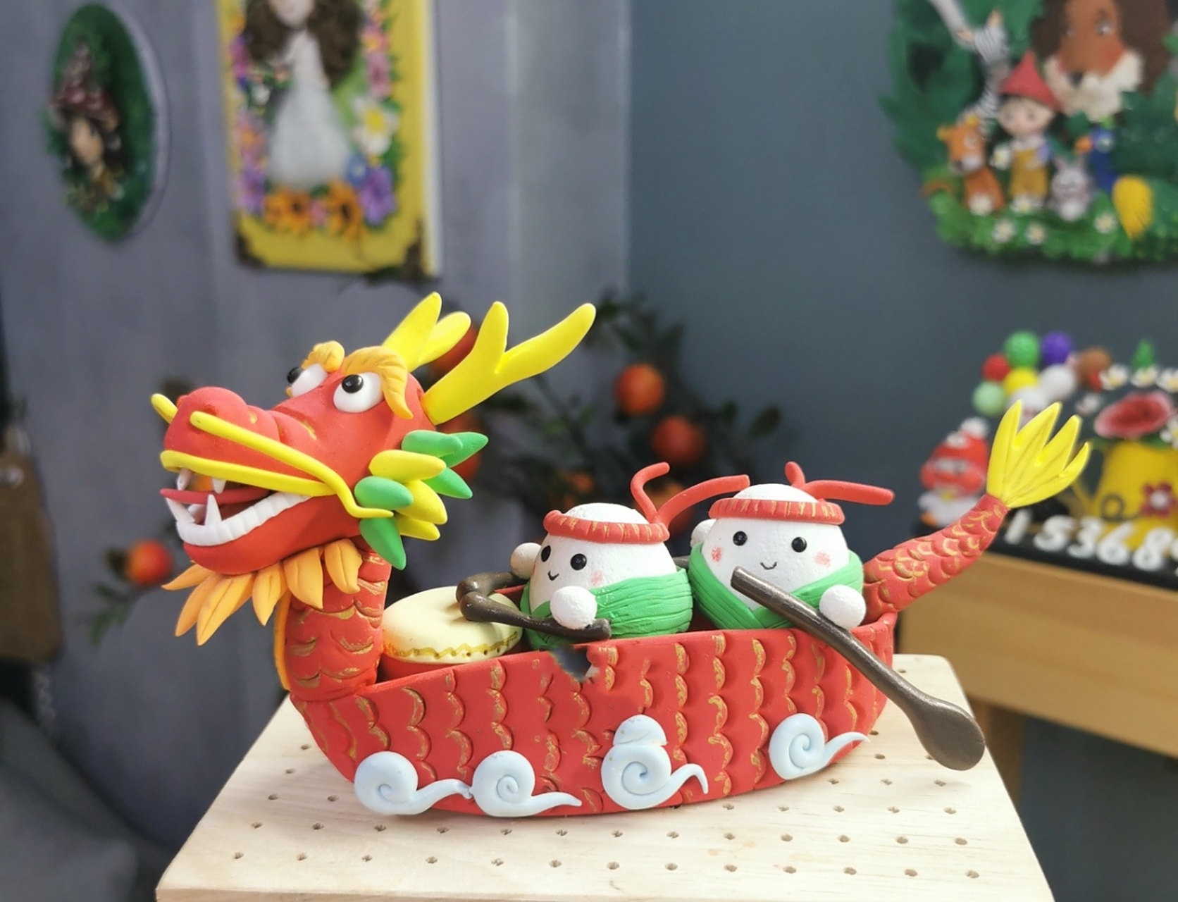 黏土端午节龙舟