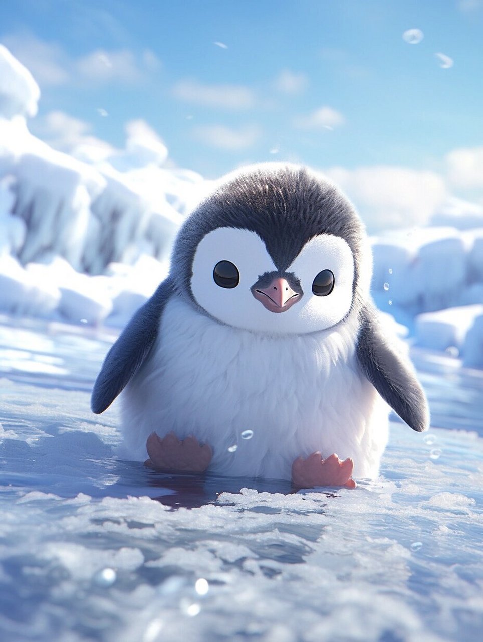 企鹅 可爱的小企鹅  冰川  南极