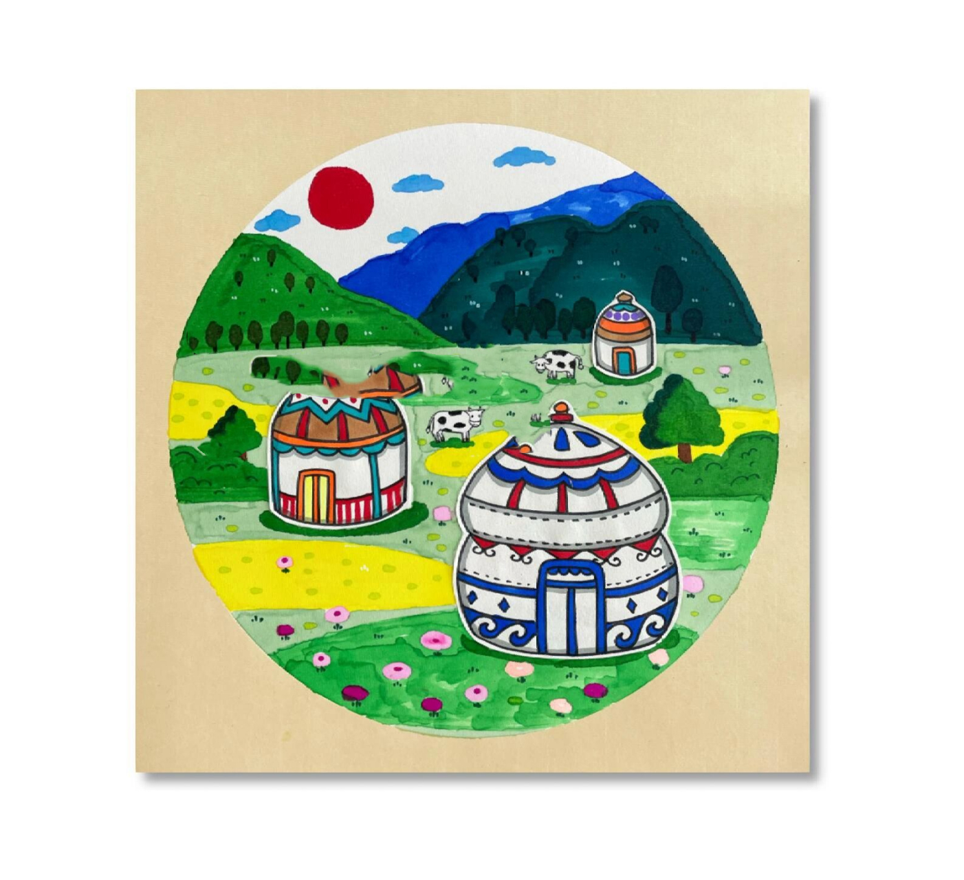 蒙古包画法,彩色图片
