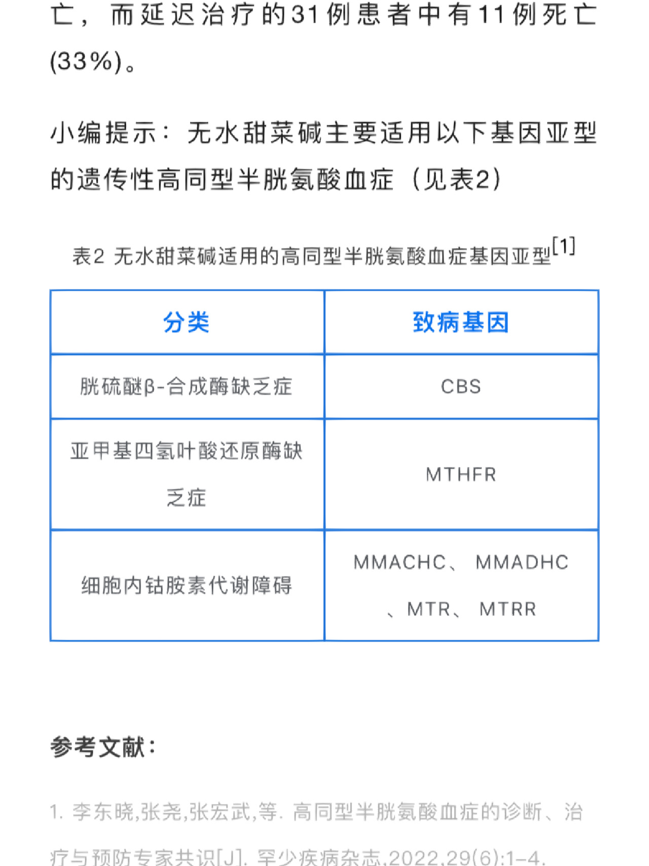 哪些高同型半胱氨酸血症适用于无水甜菜碱 哪些基因亚型的高同型半胱