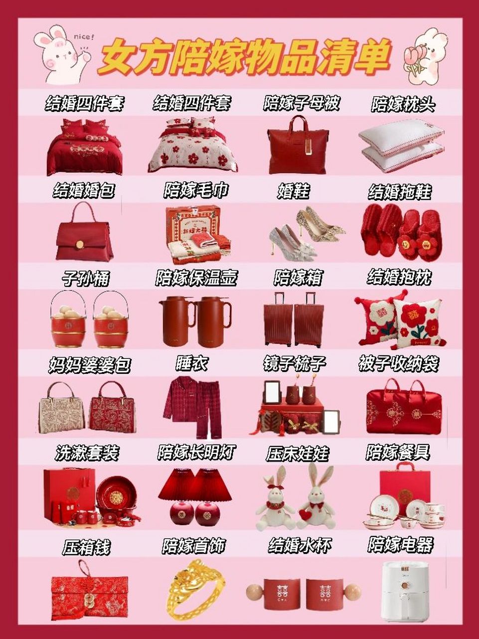 超全女方陪嫁物品清单08今年结婚抄作业吧6015 女方备婚的时候