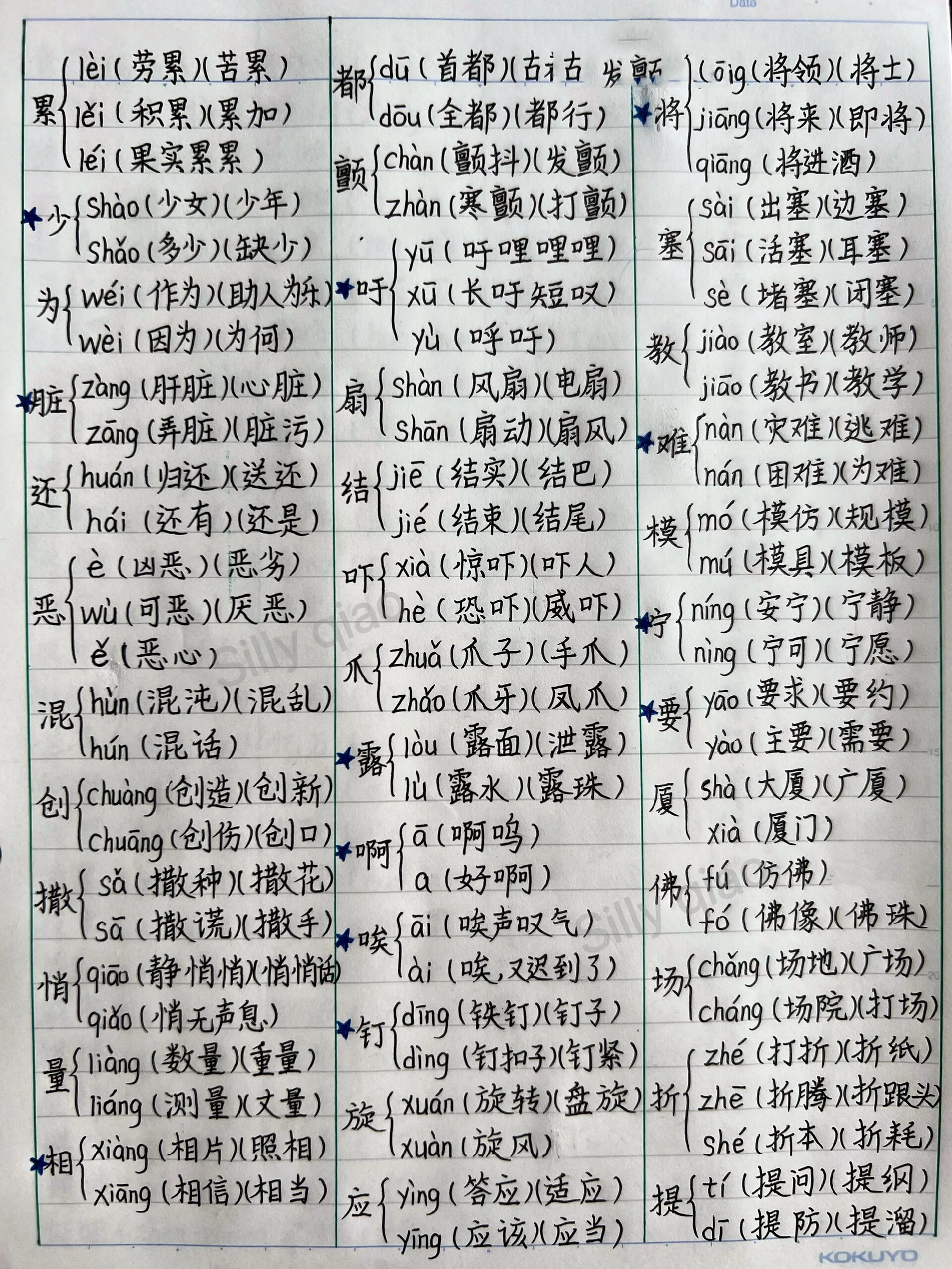 糊的多音字图片