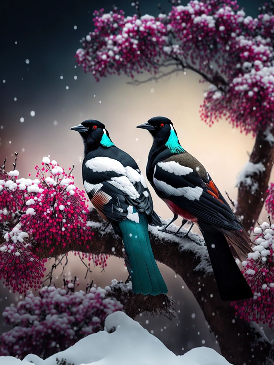 喜鹊报喜 喜鹊自古以来被视为寓意吉祥的鸟.