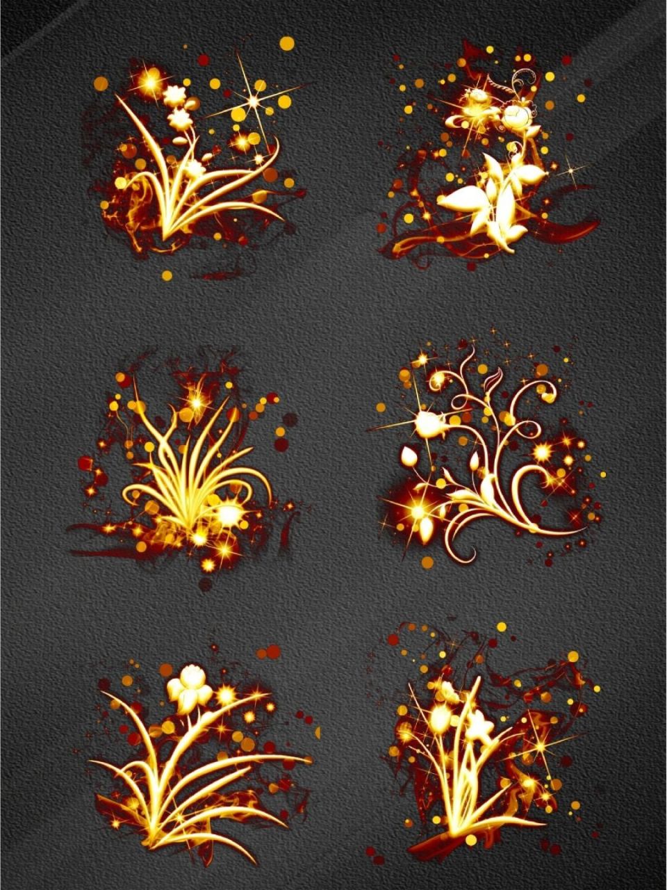 93很96观赏的价值 	 08本期分享艺术金色光效花束免抠素材