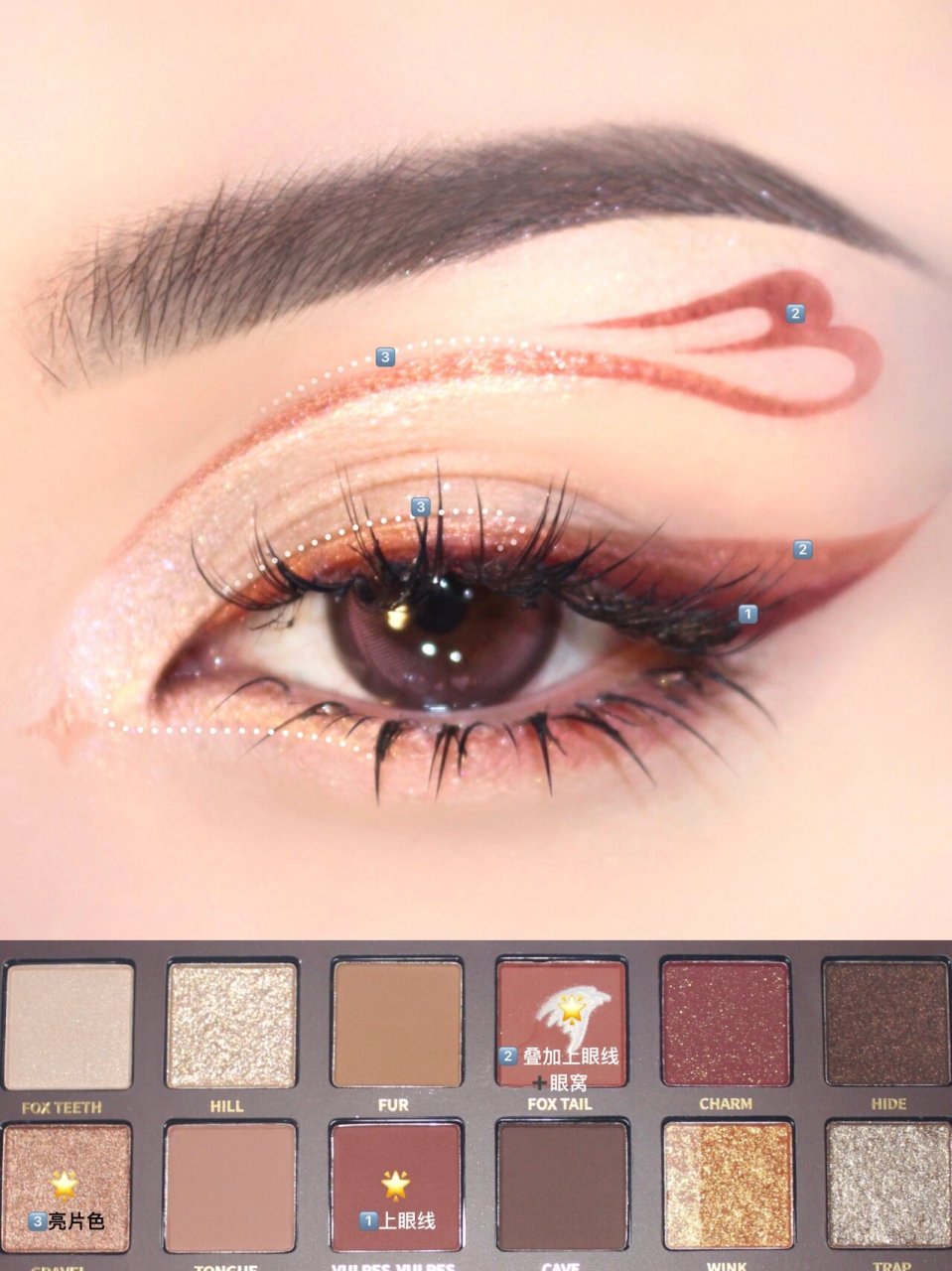 还是一盘眼影画6种动物眼妆,分别是狐系,虎系,狼系,龙系,猫系,兔系,一