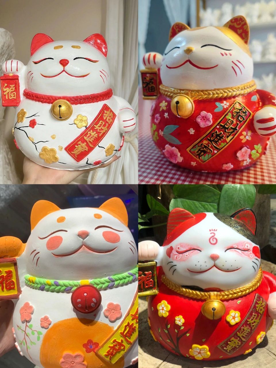 招财猫石膏娃娃 更新几款招财猫配色! 见此猫 招财进宝 财源广进!