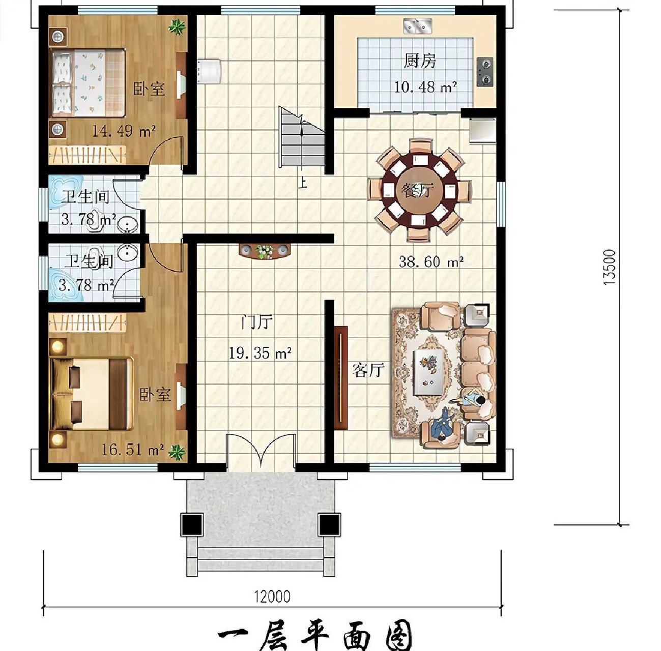 三层别墅农村自建房设计12*13.