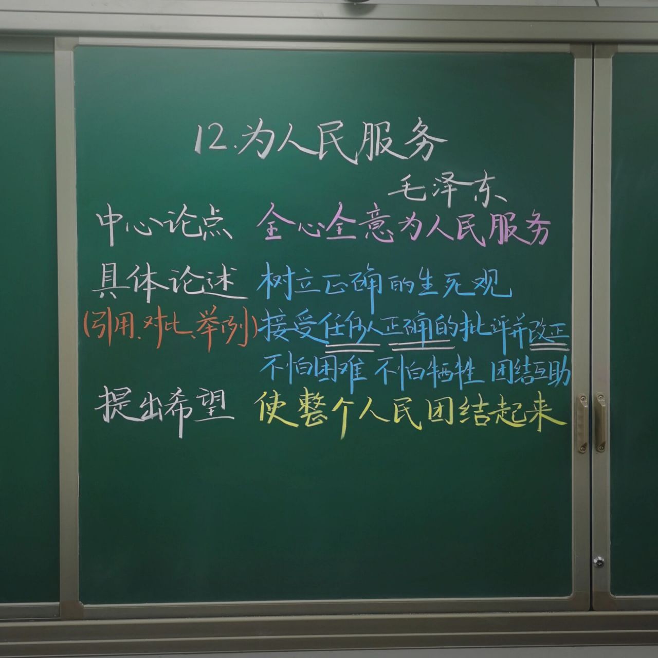 《为人民服务》板书设计 六年级下册语文《为人民服务》板书设计