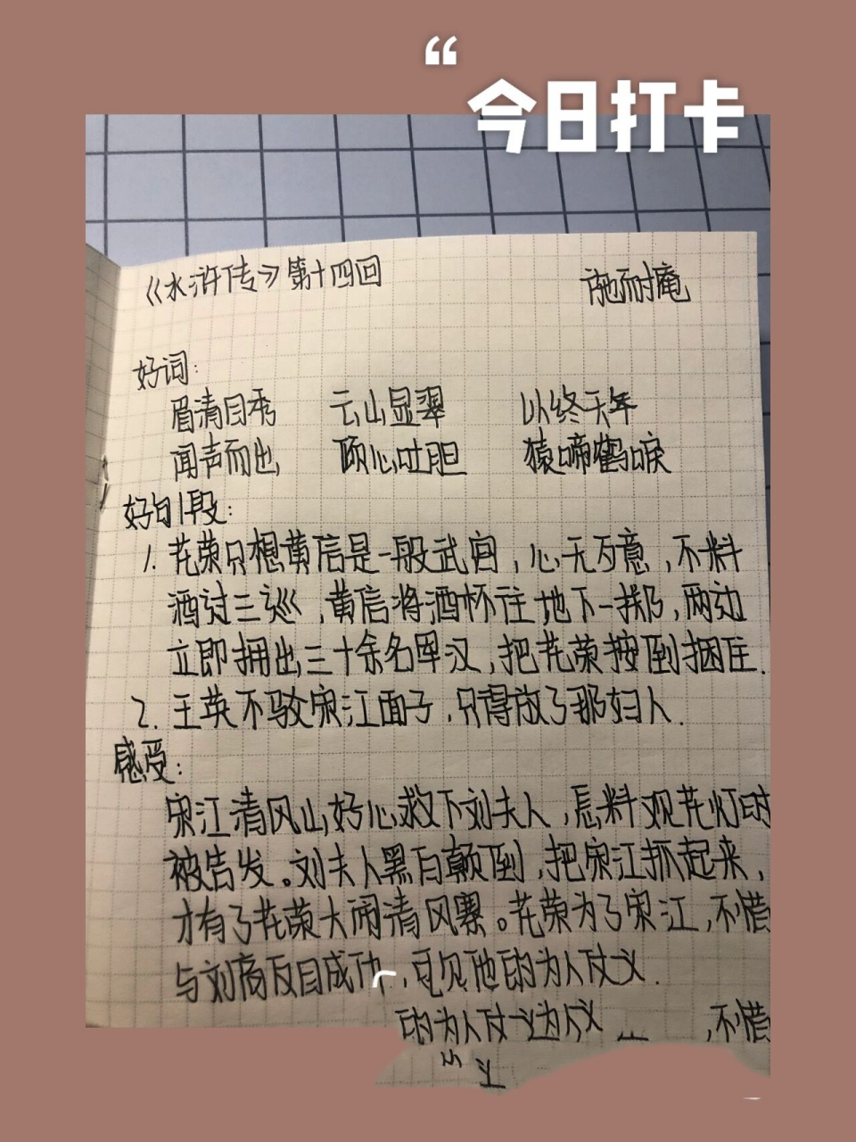 《水浒传》第十四回读书笔记 #水浒传  小红署们今日笔记有救了
