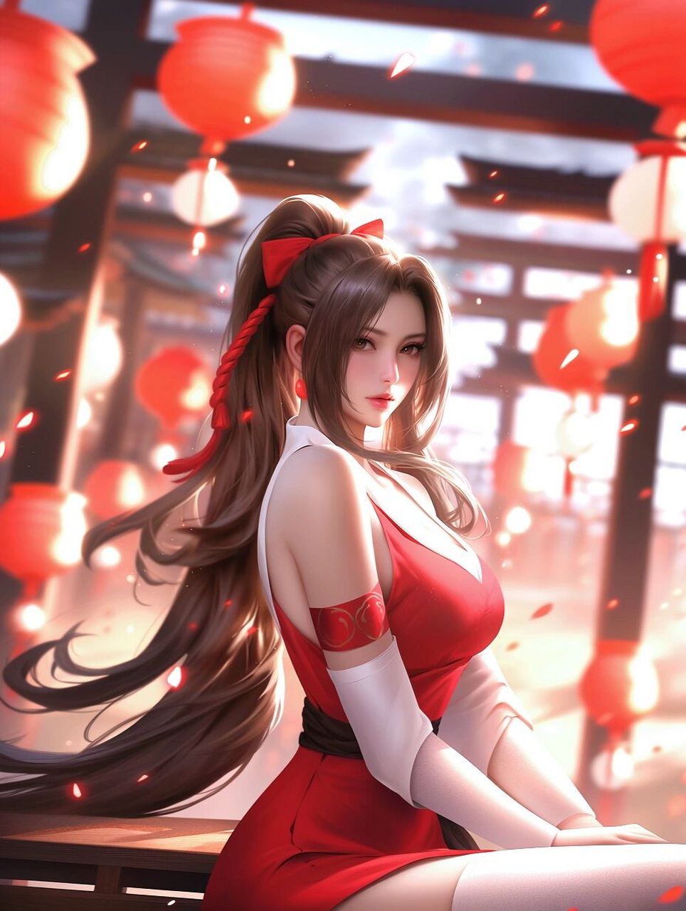 每日壁纸|不知火舞🍁红灯笼|周二快乐 在茶餐厅的静谧氛围中, 不知