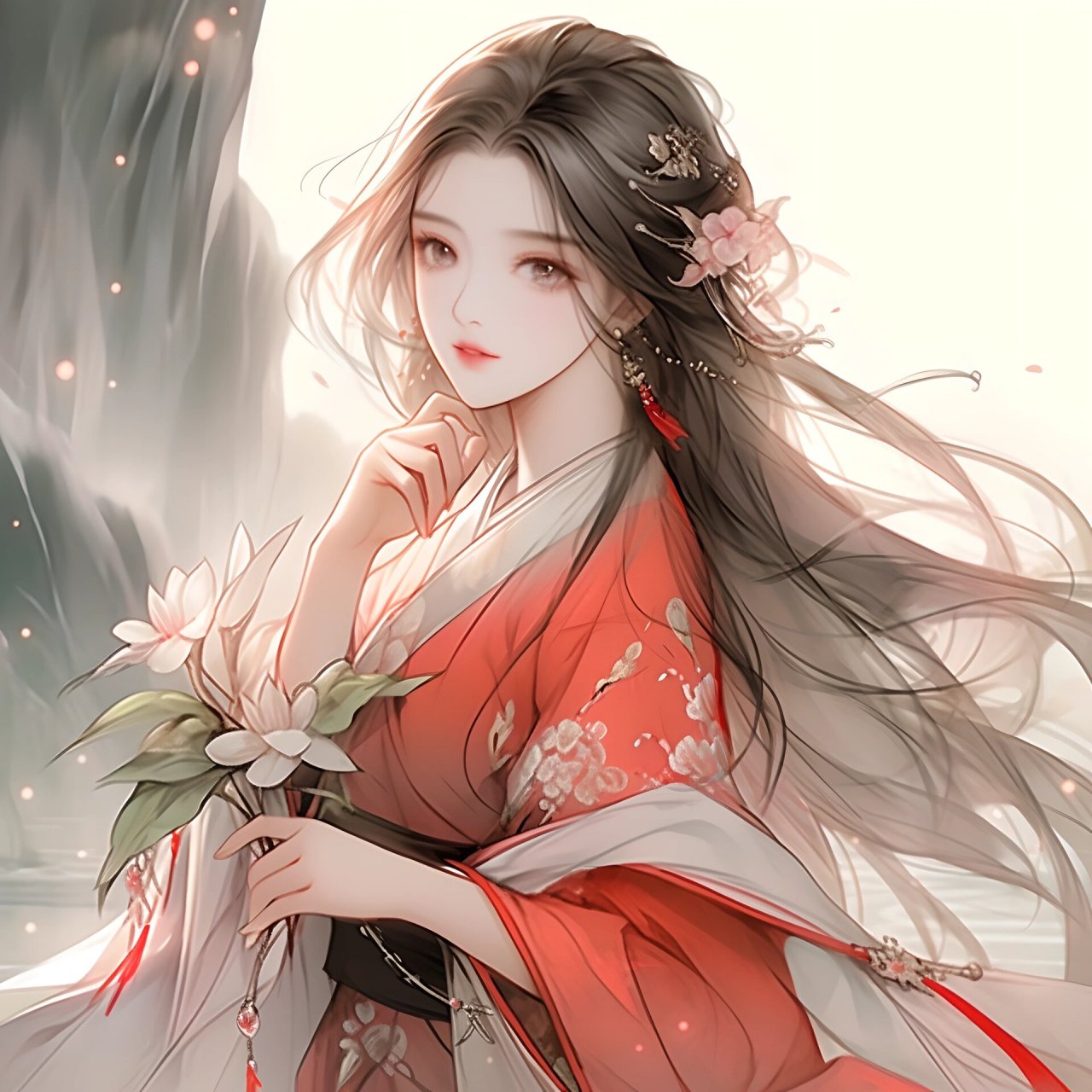 古风红衣女生头像