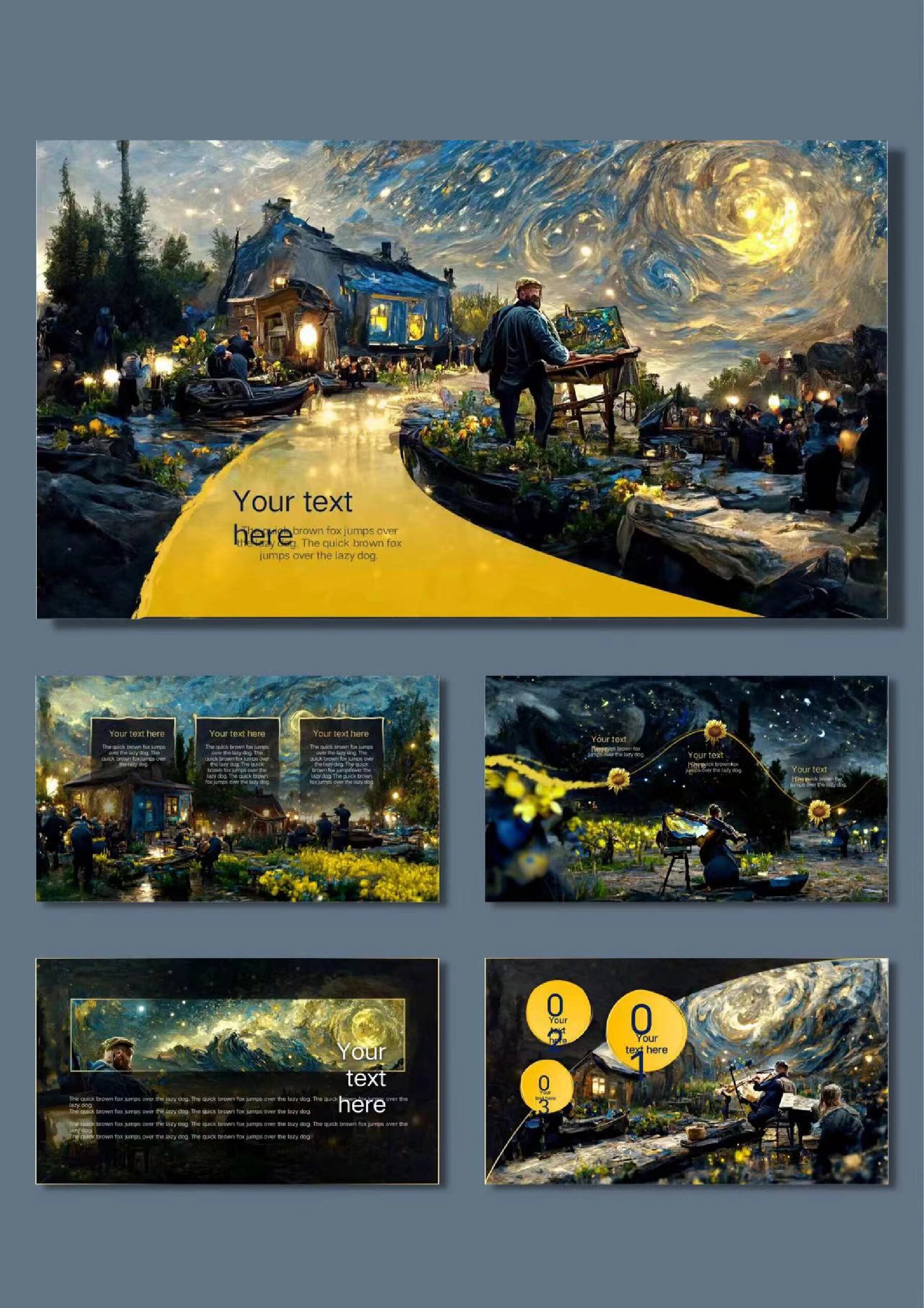 梵高星空艺术ppt模板n0.247