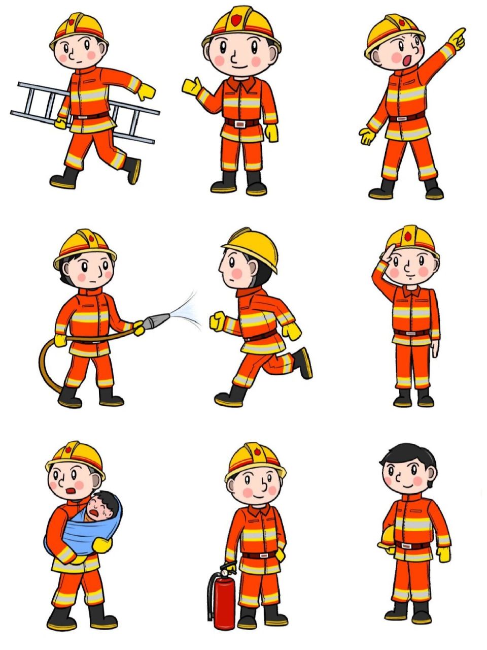 消防员的画法步骤图片