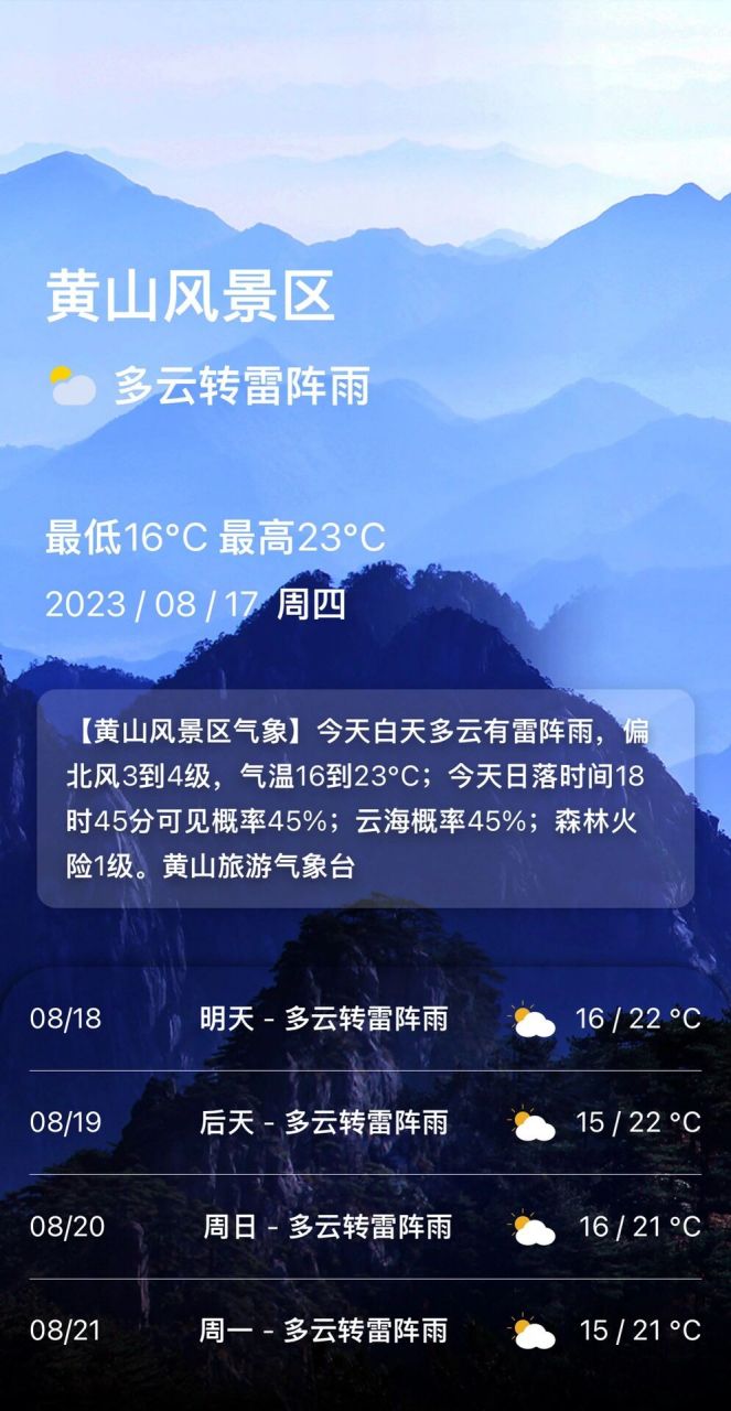 黄山区天气预报图片