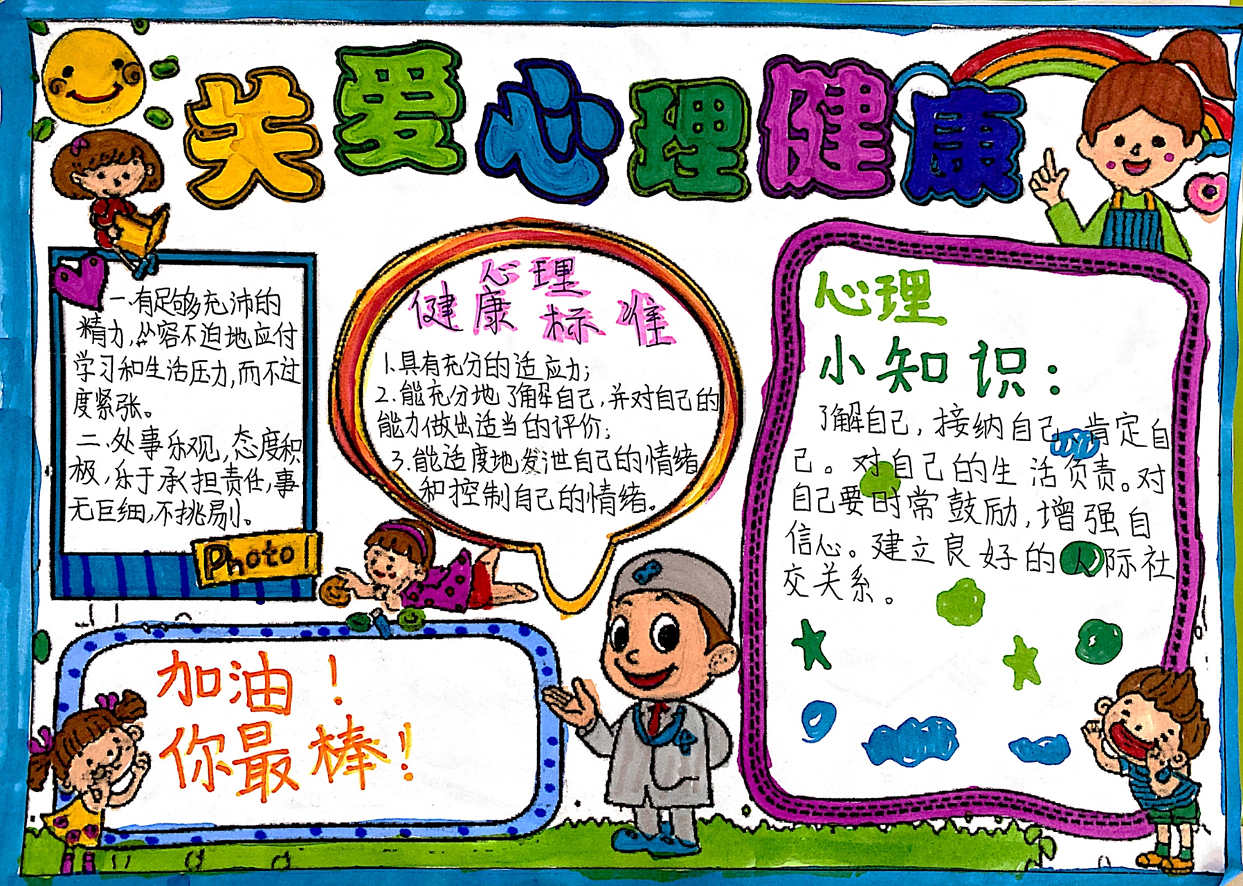 心理健康 手抄报 关注学生心理健康 小学 心理健康教育 手抄报