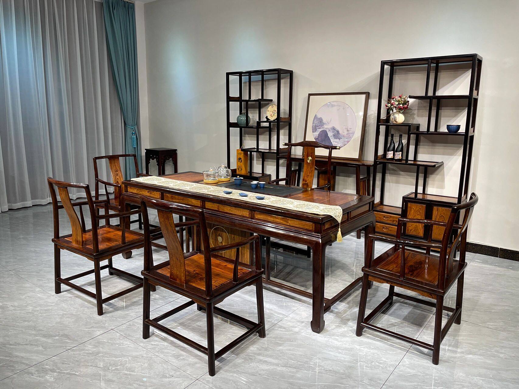 今日推荐,中式檀香木马蹄茶桌!