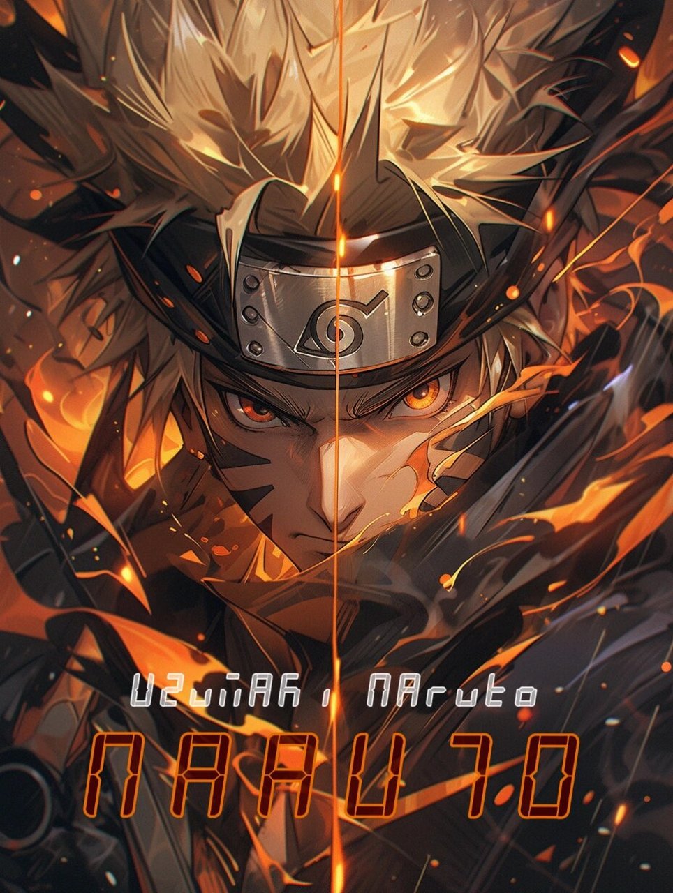 【火影壁纸】黑金机甲鸣人 咒语:naruto in the fire with the smoke