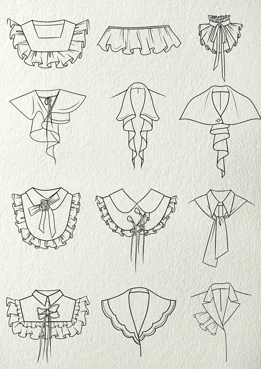 服装设计素材之平面款式图袖子衣领款式图